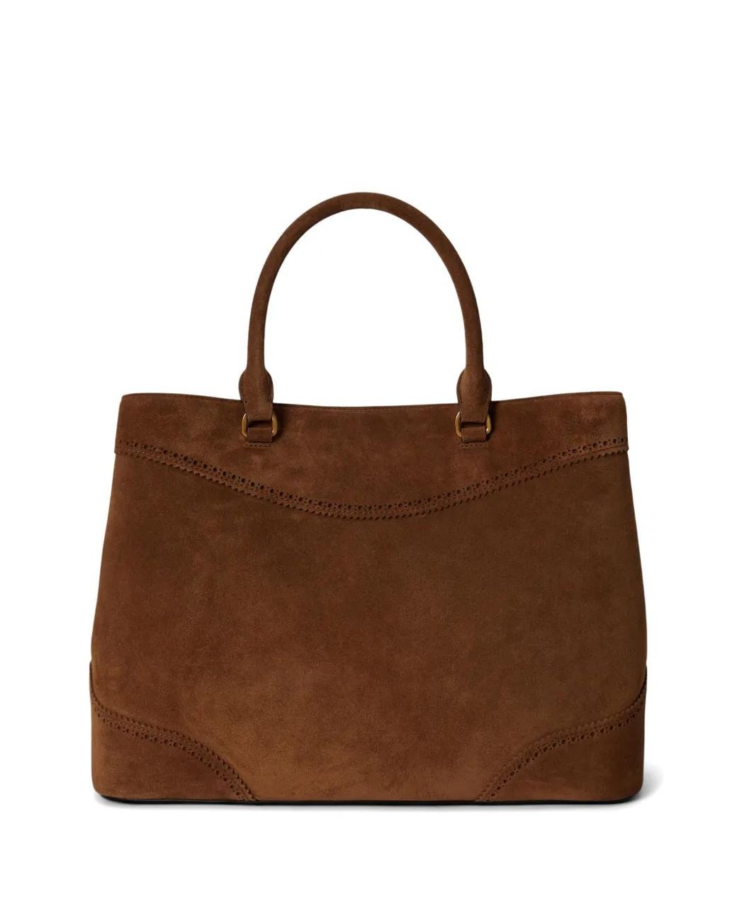 Ralph Lauren Brown Large Marcy Suede Tote Bag