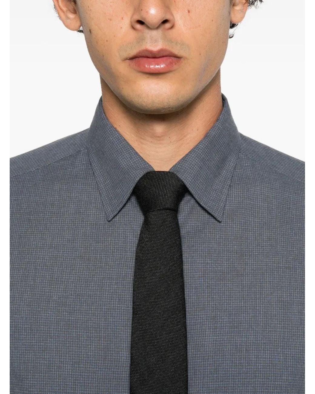 Brioni Blue Button-Down Long-Sleeve Shirt for men