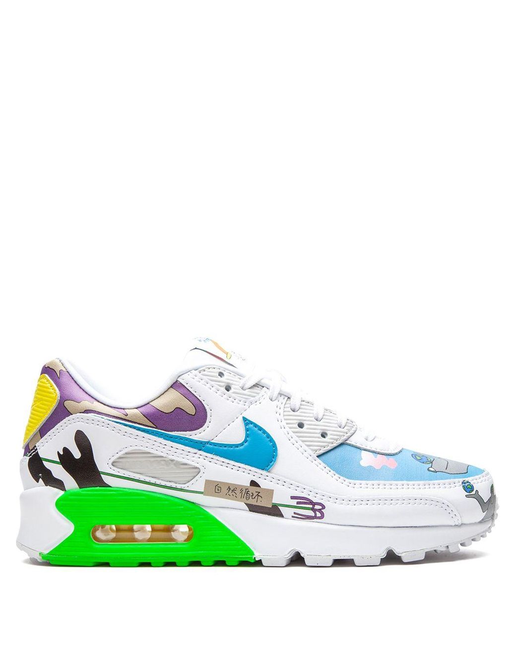 Colorful Graphics Drape the Ruohan Wang x Nike Air Max 90 Flyleather •  KicksOnFire.com