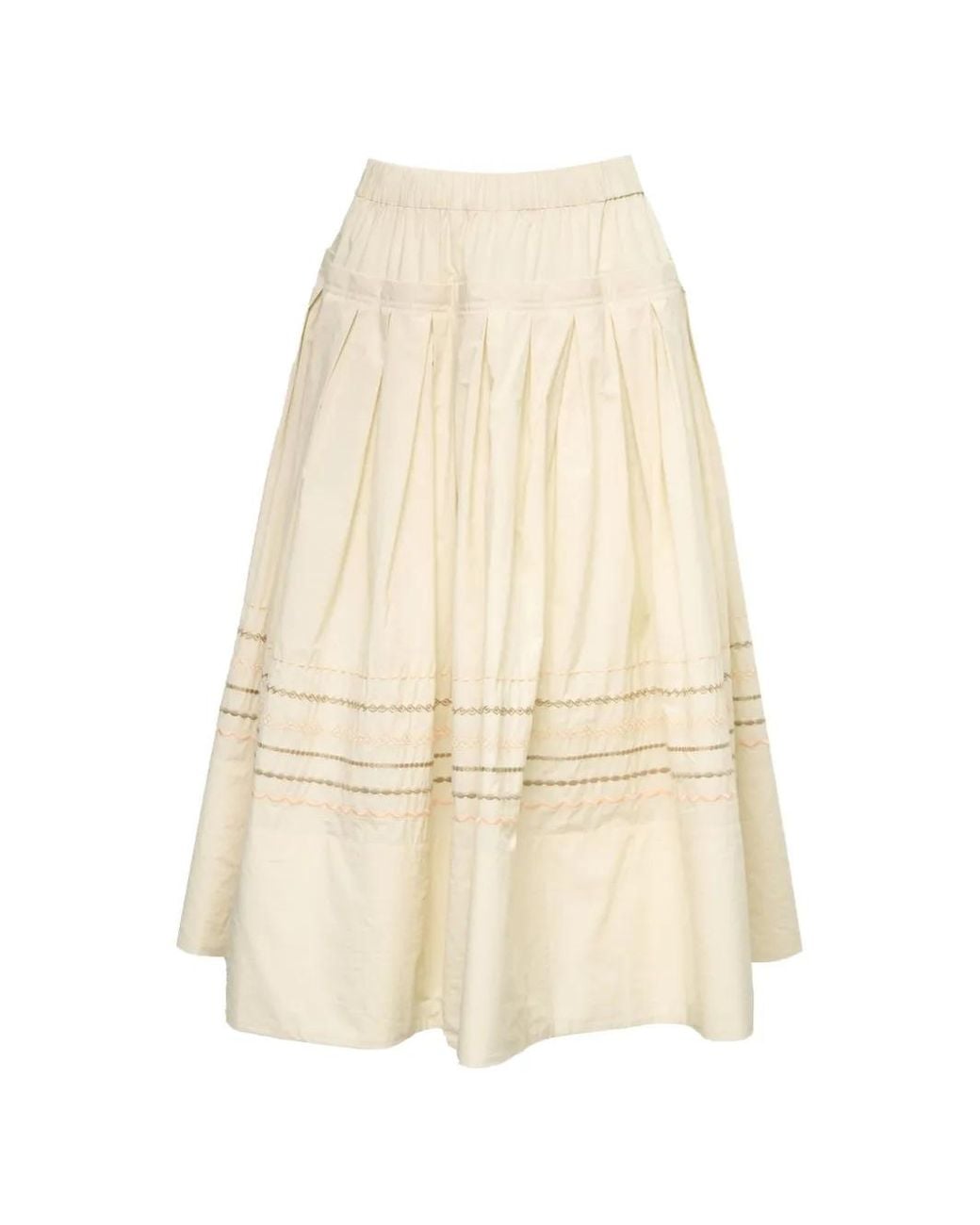 Lee Mathews White Broderie-Anglaise Pleated Skirt