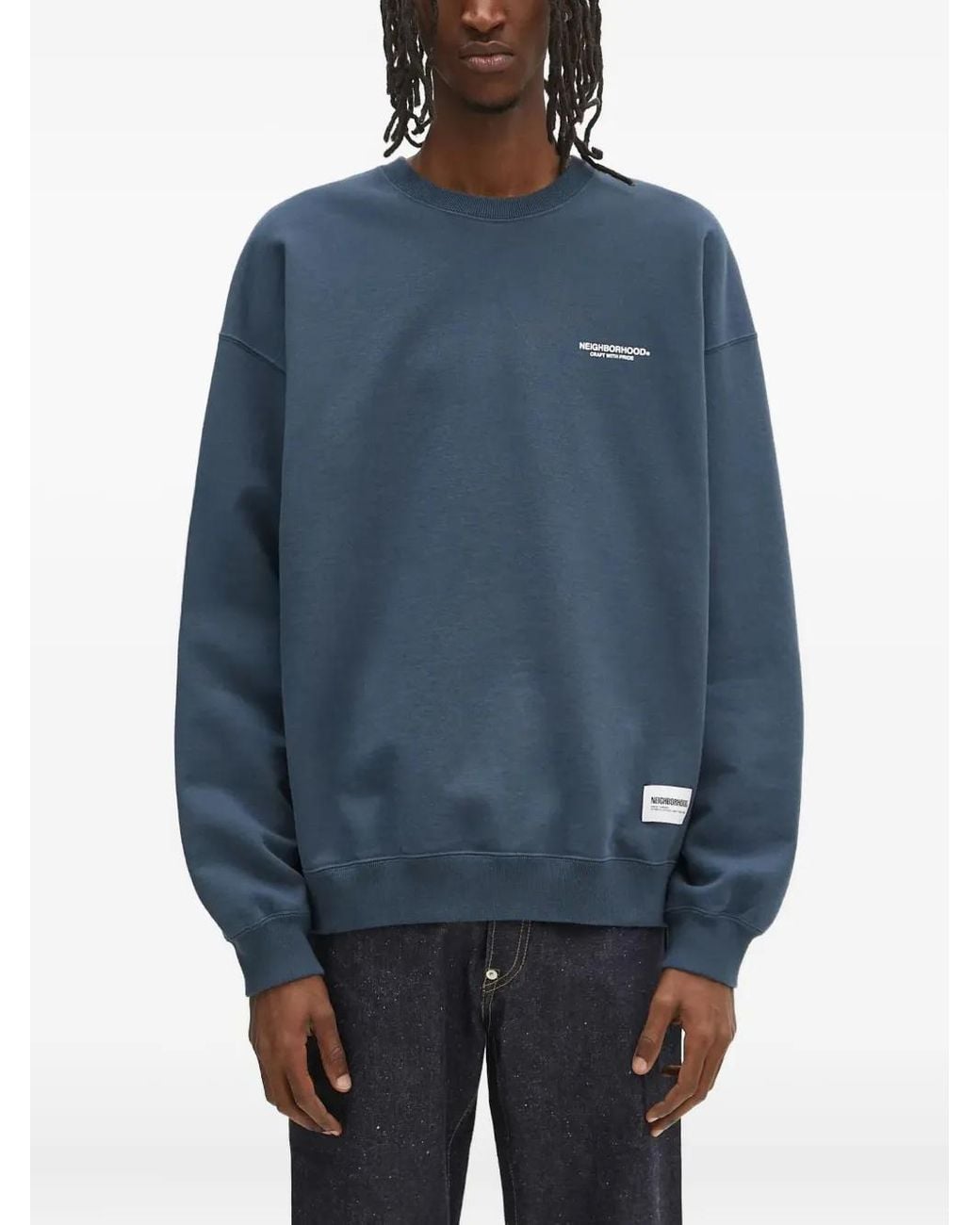 Neighborhood Blue Crew Neck Logo Sweatshirt for men