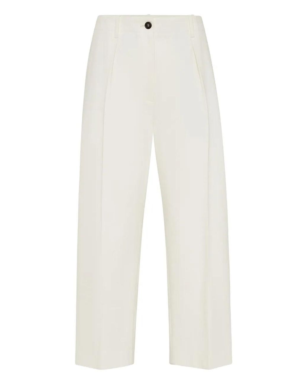Brunello Cucinelli White Pleated Trousers