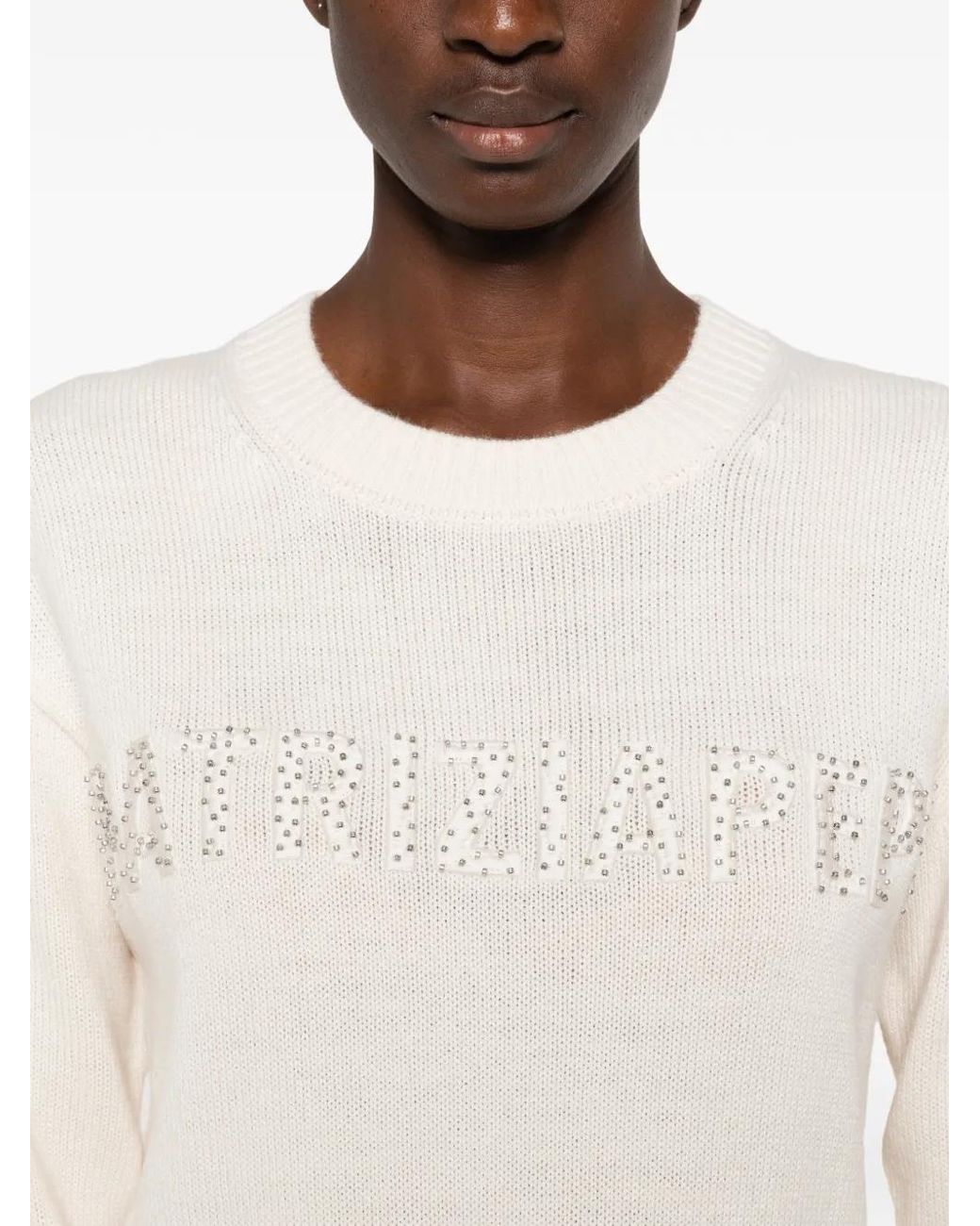 Patrizia Pepe White Crew-Neck Sweater