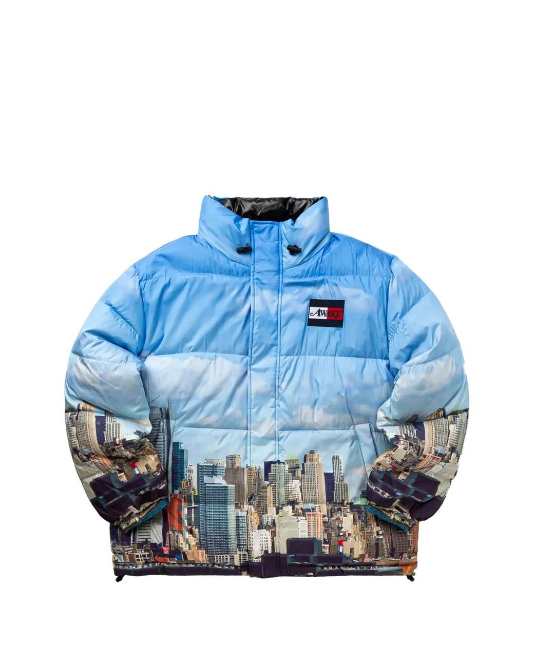 AWAKE NY Blue X Tommy Hilfiger Liberty Skyline Reversible Puffer Jacket for men