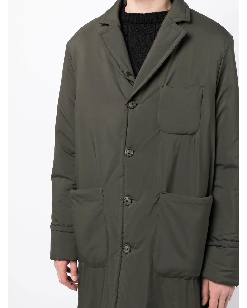 4SDESIGNS Black Patch-Pockets Single-Breasted Coat for men