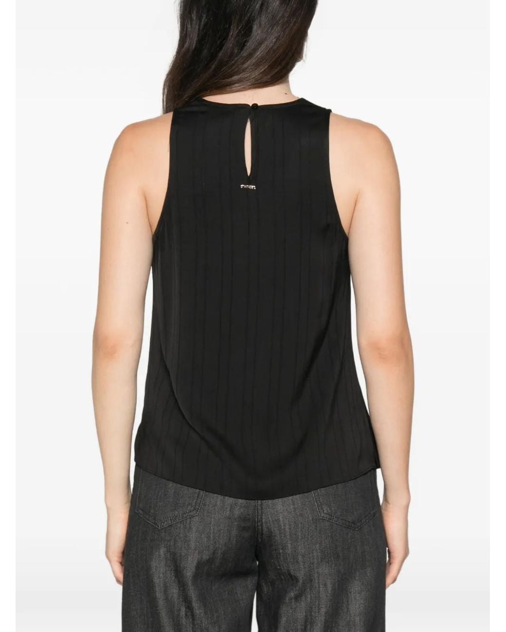 Twinset Black Lace-Trim Pleated Blouse