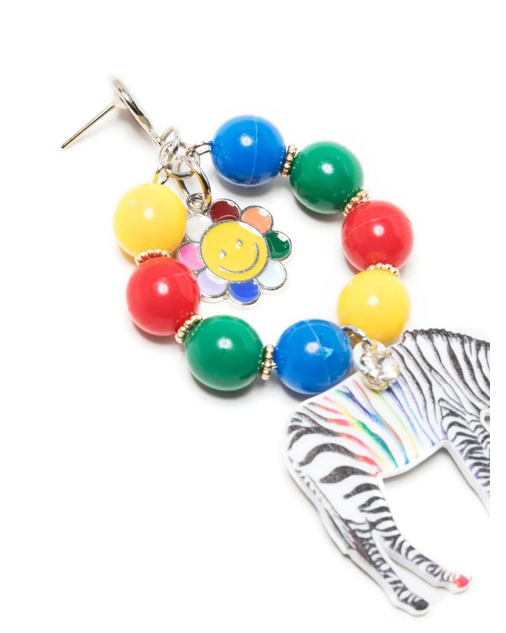 Amir Slama White Zebra-Pendant Earrings