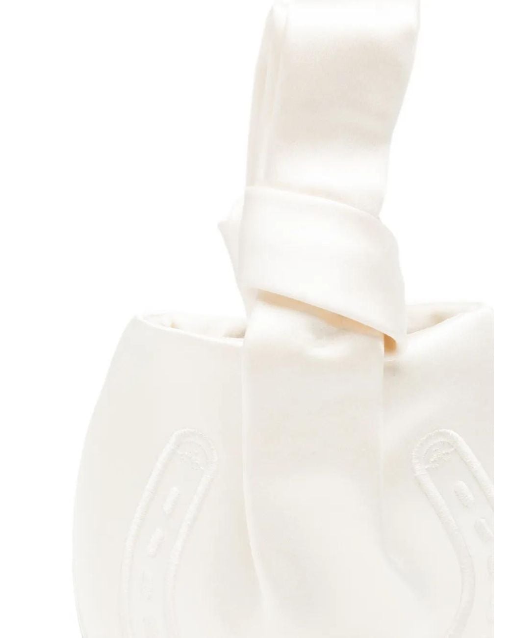 Anya Hindmarch White Horseshoe-Motif Satin Clutch Bag