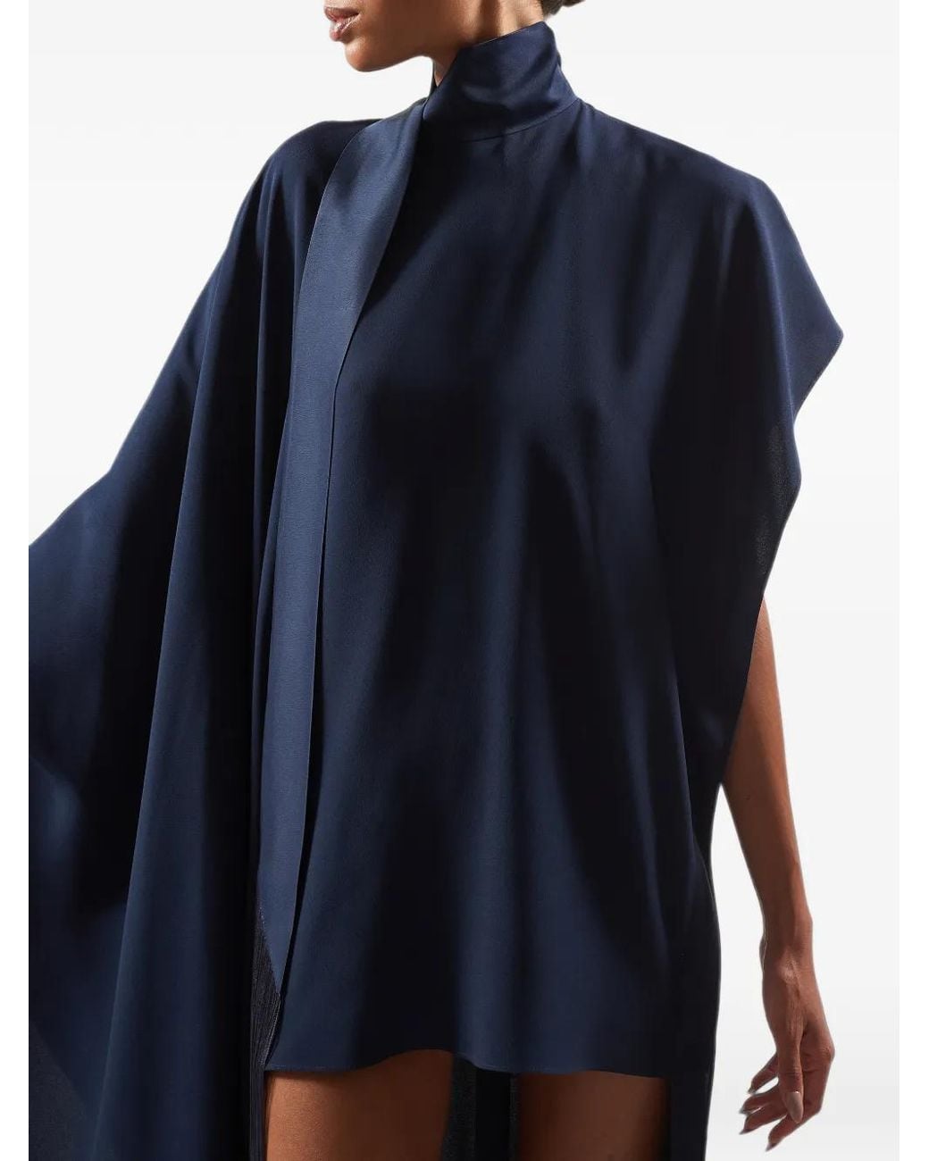 Taller Marmo Blue California Fringed Asymmetric Mini Dress