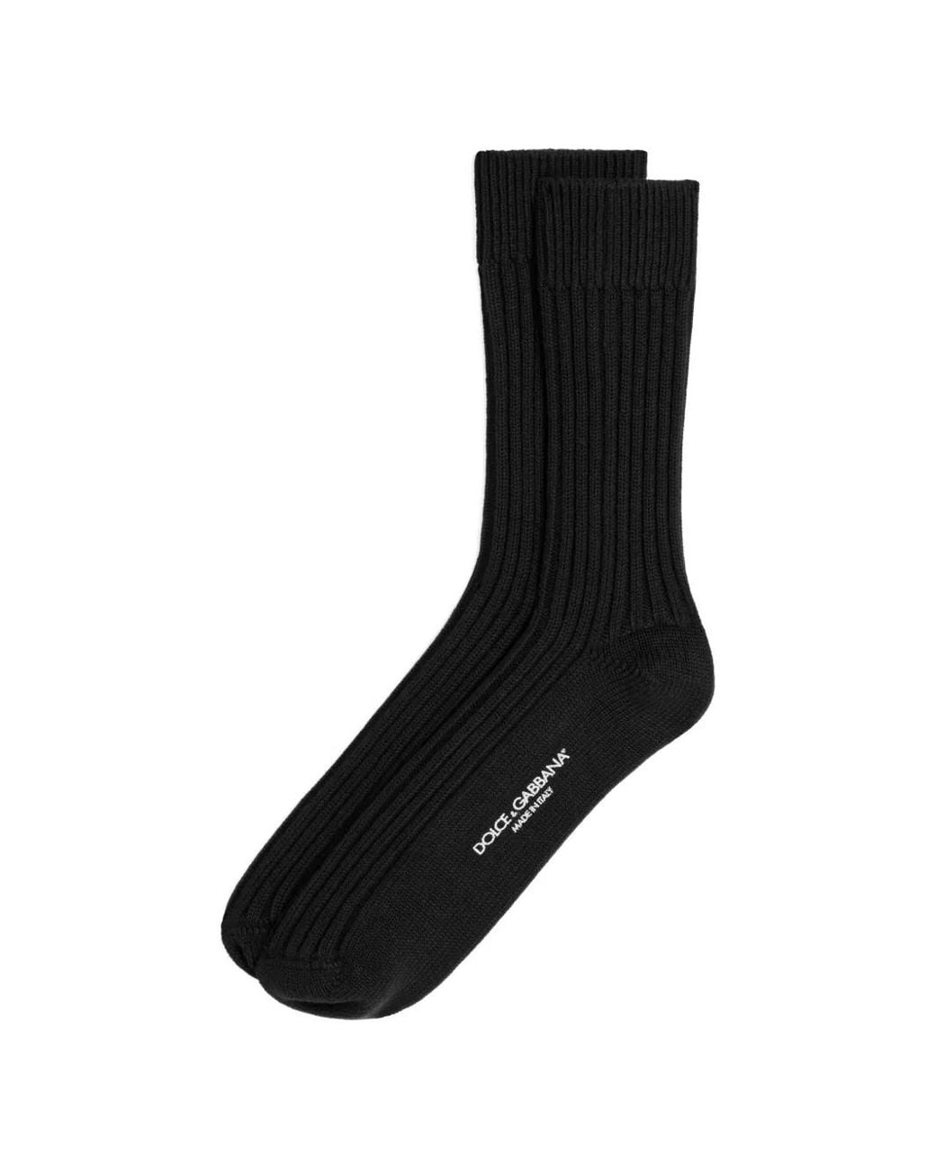 Dolce & Gabbana Black Ribbed Cotton Socks