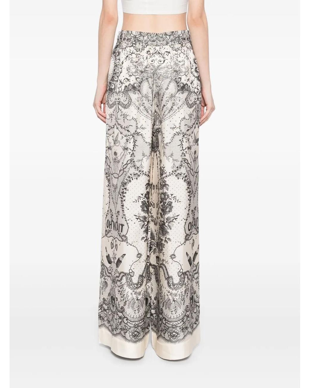 Zimmermann White Crush Silk Trousers