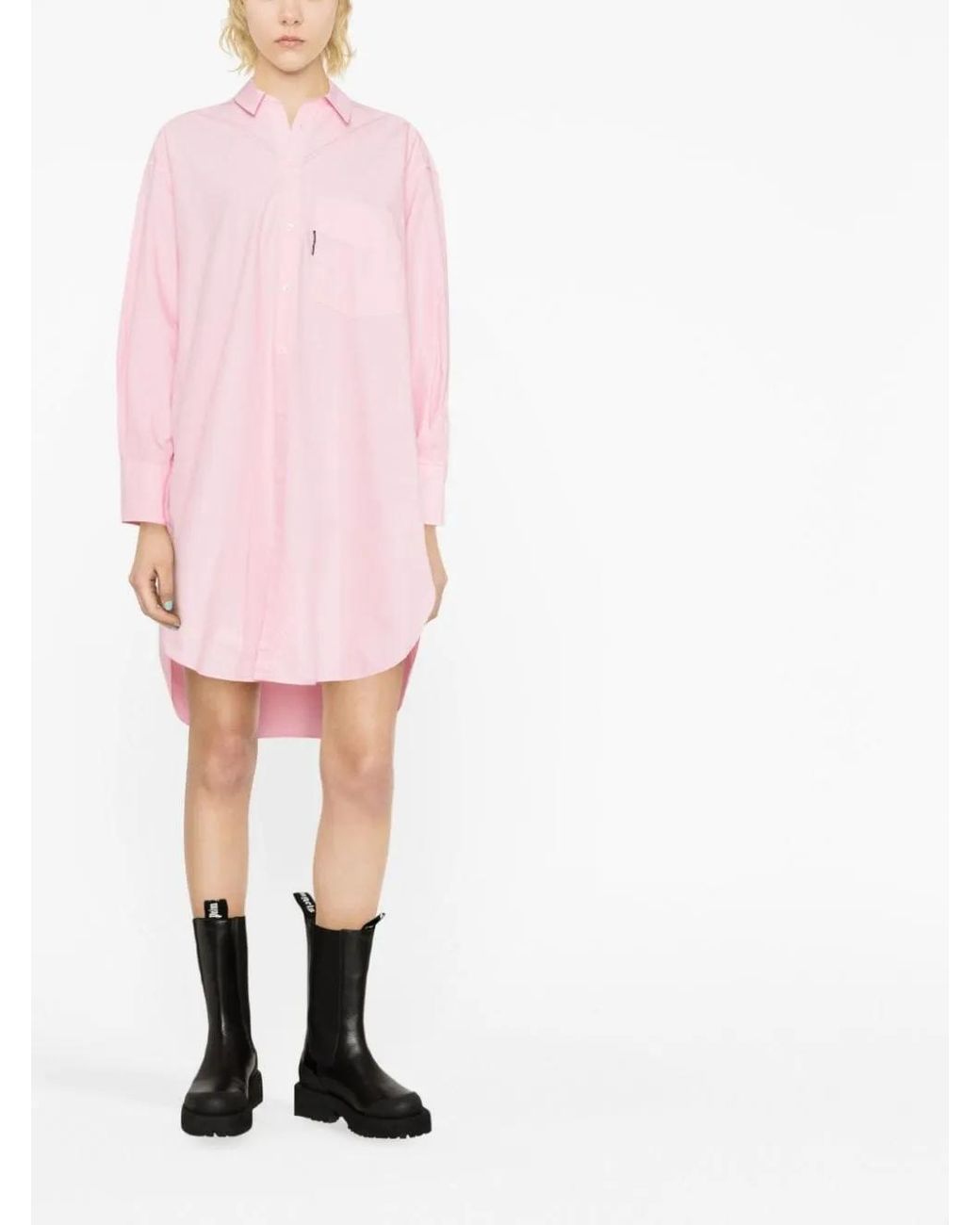 Palm Angels Pink Cotton Shirt Dress