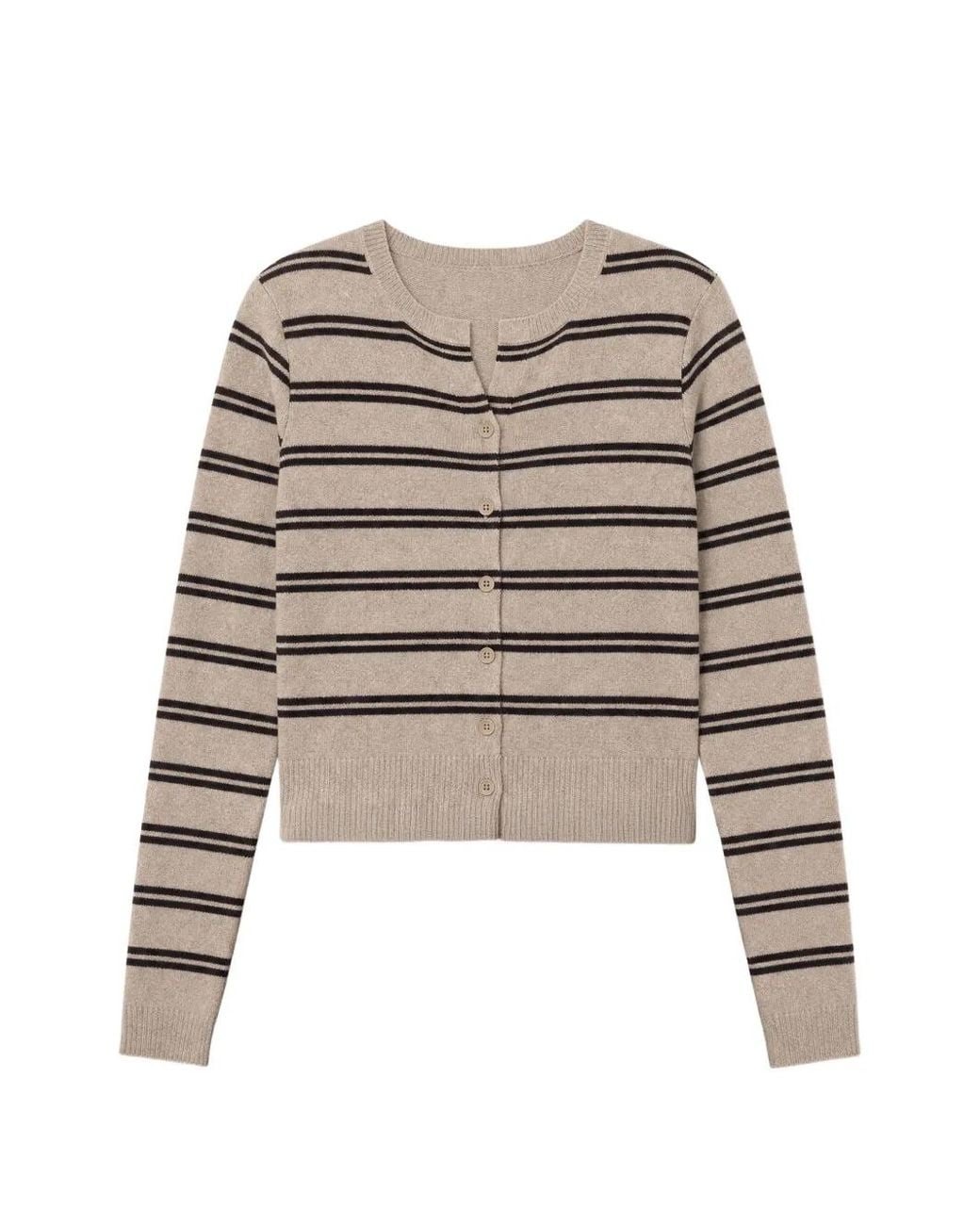 Reformation White Clara Striped Cashmere Cardigan