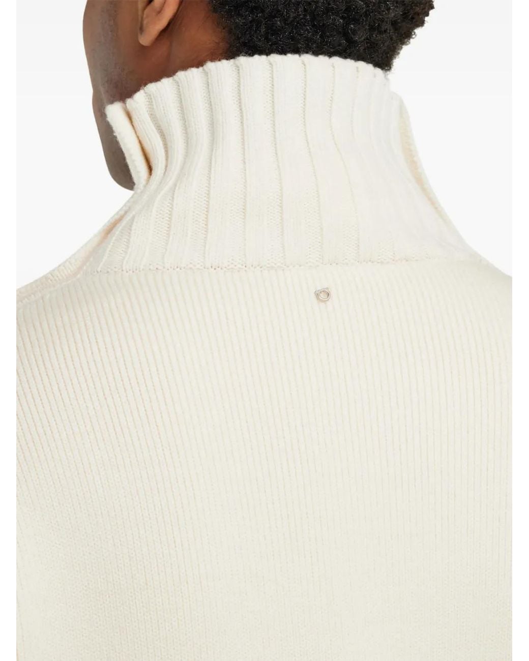 Ferragamo White Knitted Sweater With Button Detail for men
