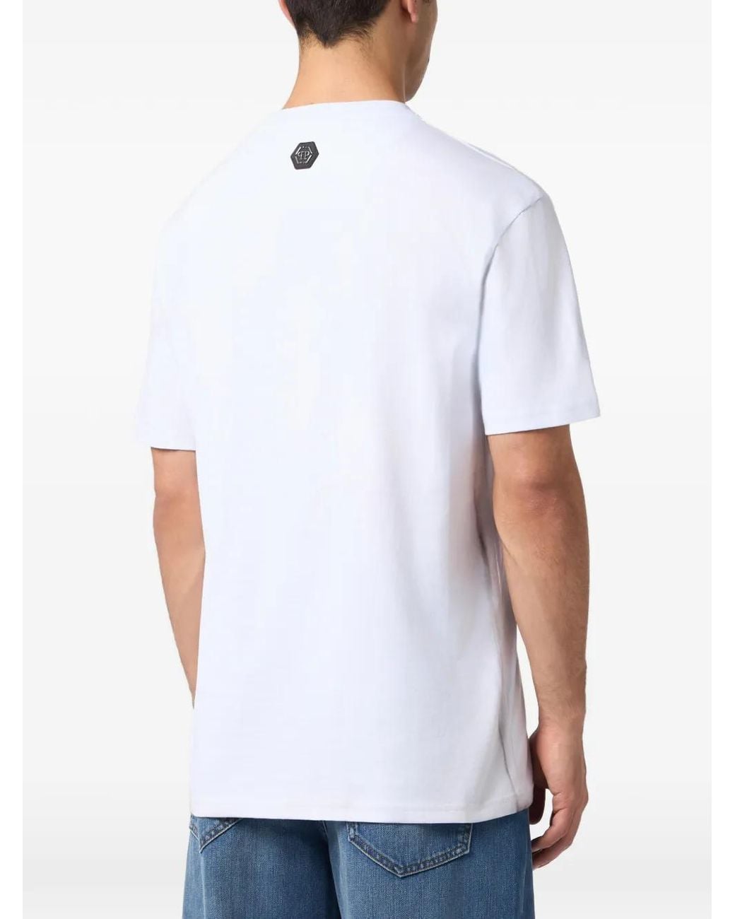 Philipp Plein White Round-Neck T-Shirt Urban Jungle Stones for men