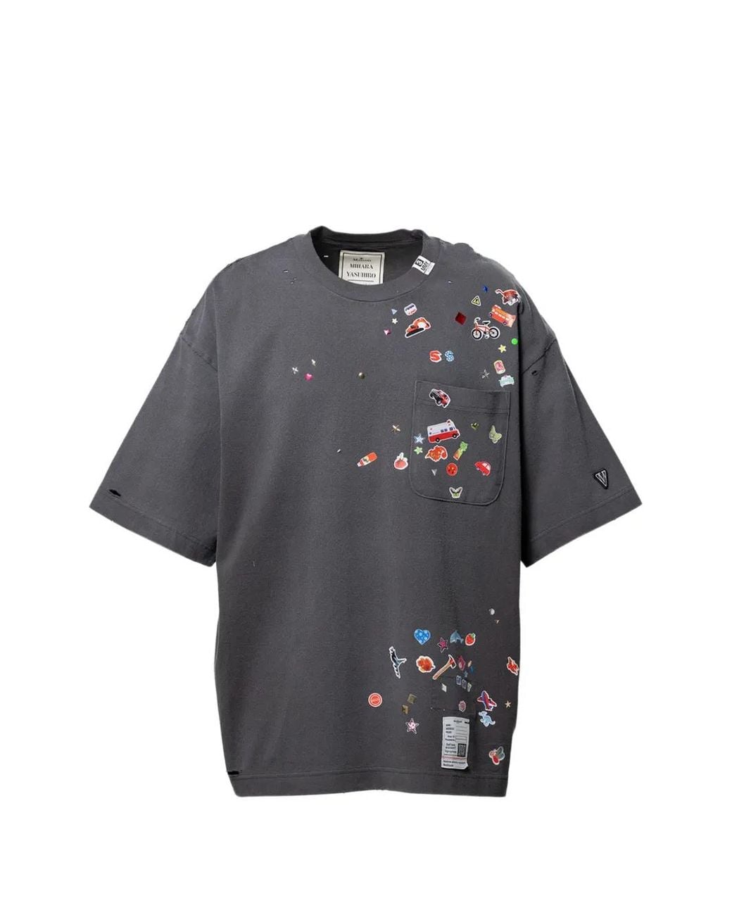 Maison Mihara Yasuhiro Gray T-Shirt À Imprimé Stickers for men