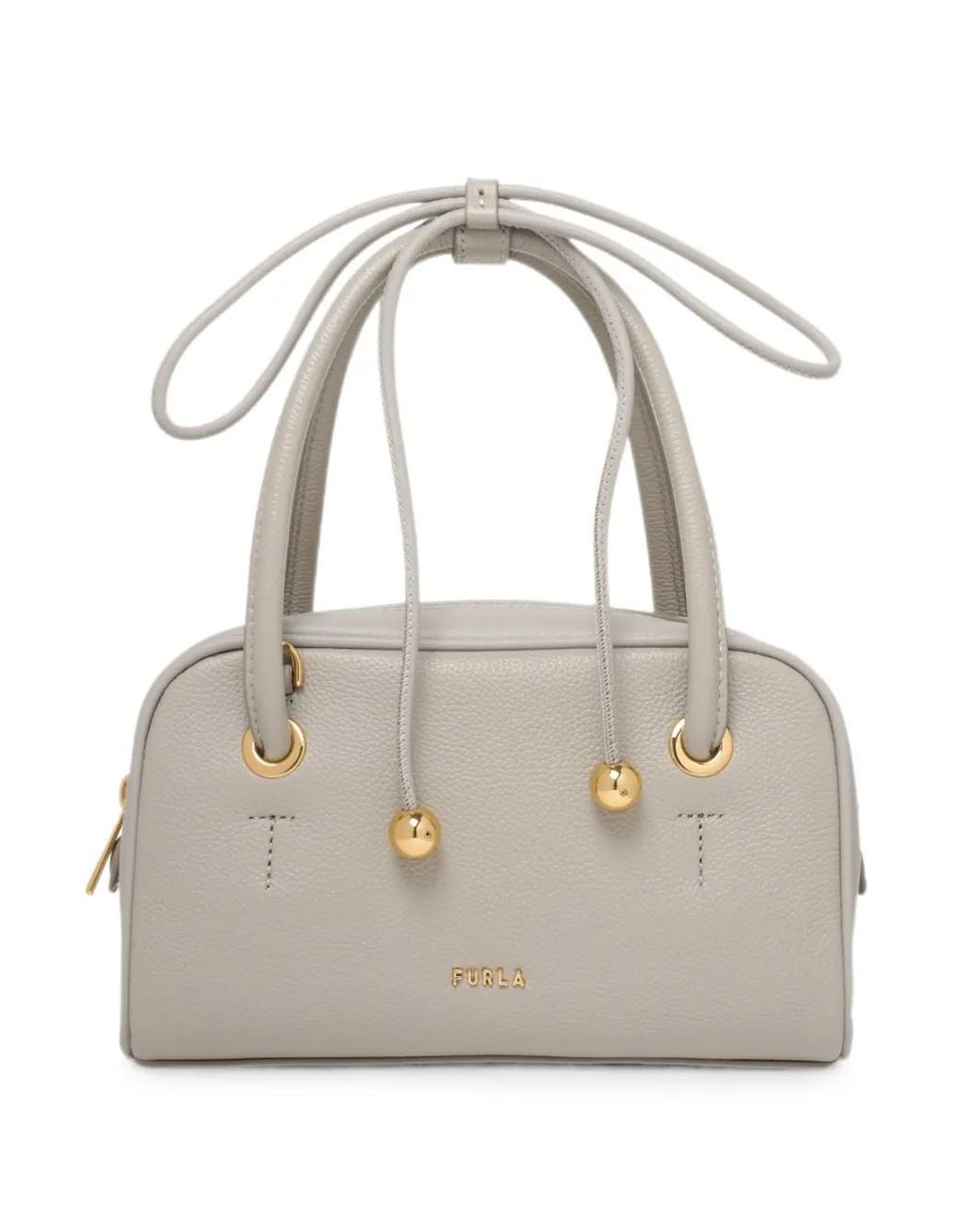 Furla White Grained-Leather Tote Bag