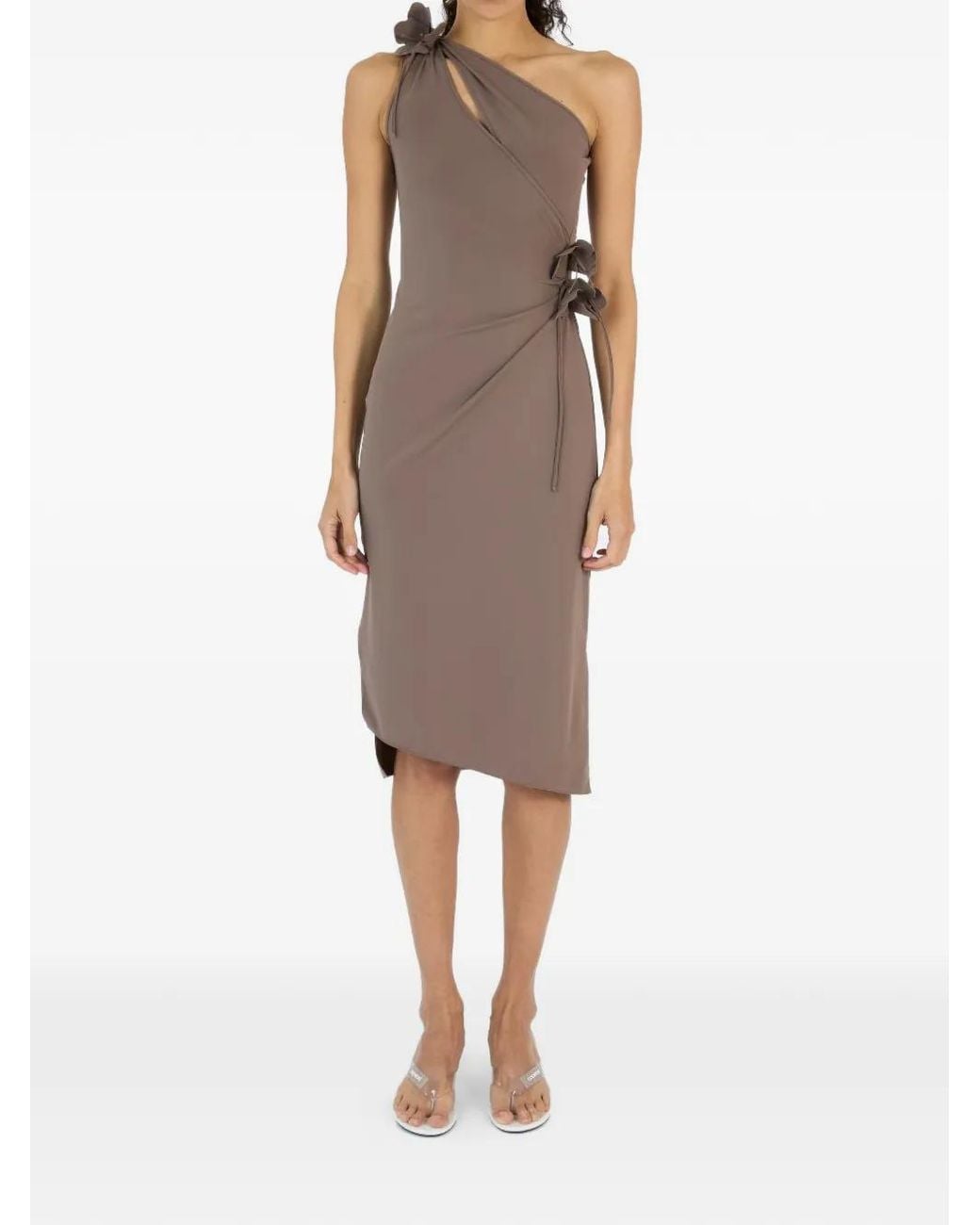 Coperni Natural Asymmetric Mini Flower Gown