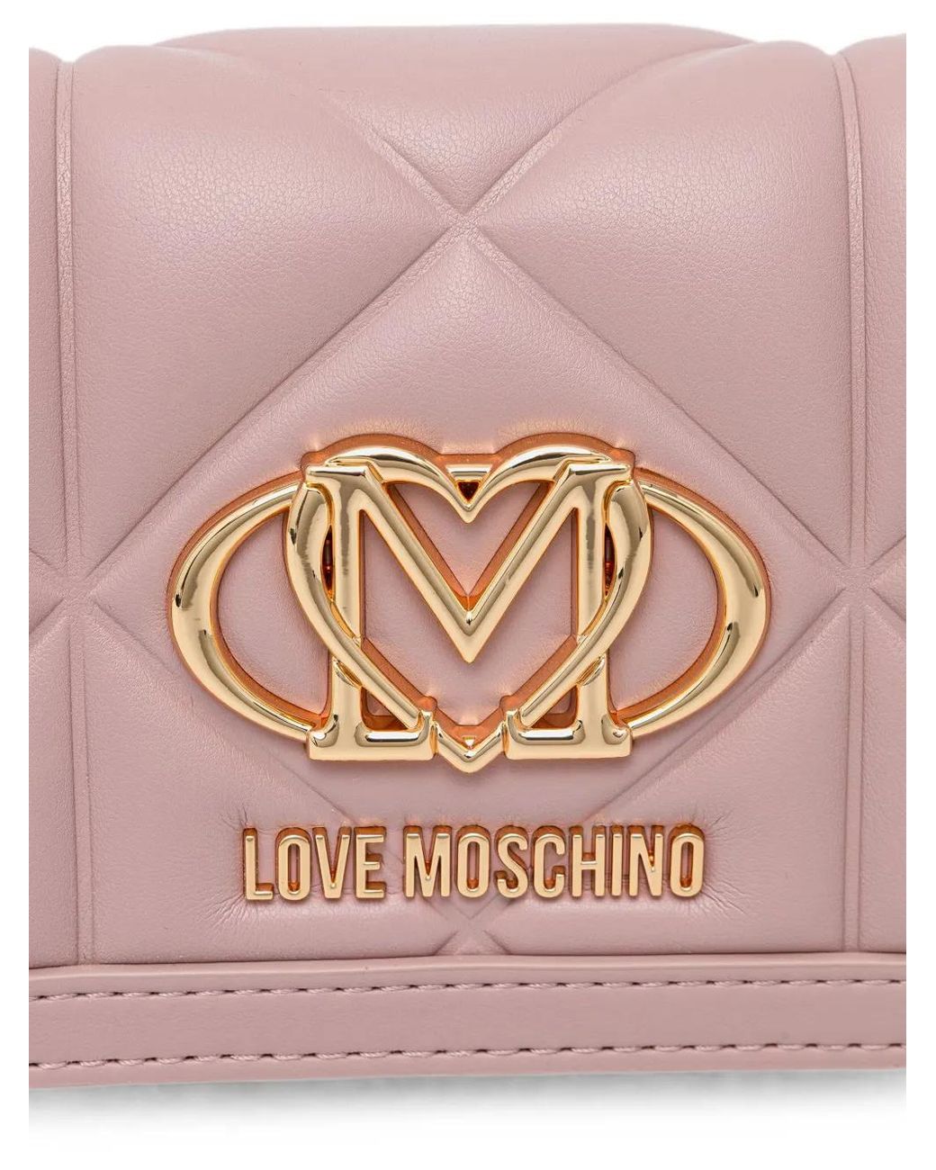 Love Moschino Pink Quilted Logo-Plaque Cross Body Bag