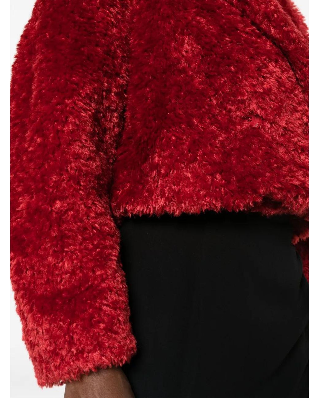 Herno Red Faux-Fur Cropped Jacket
