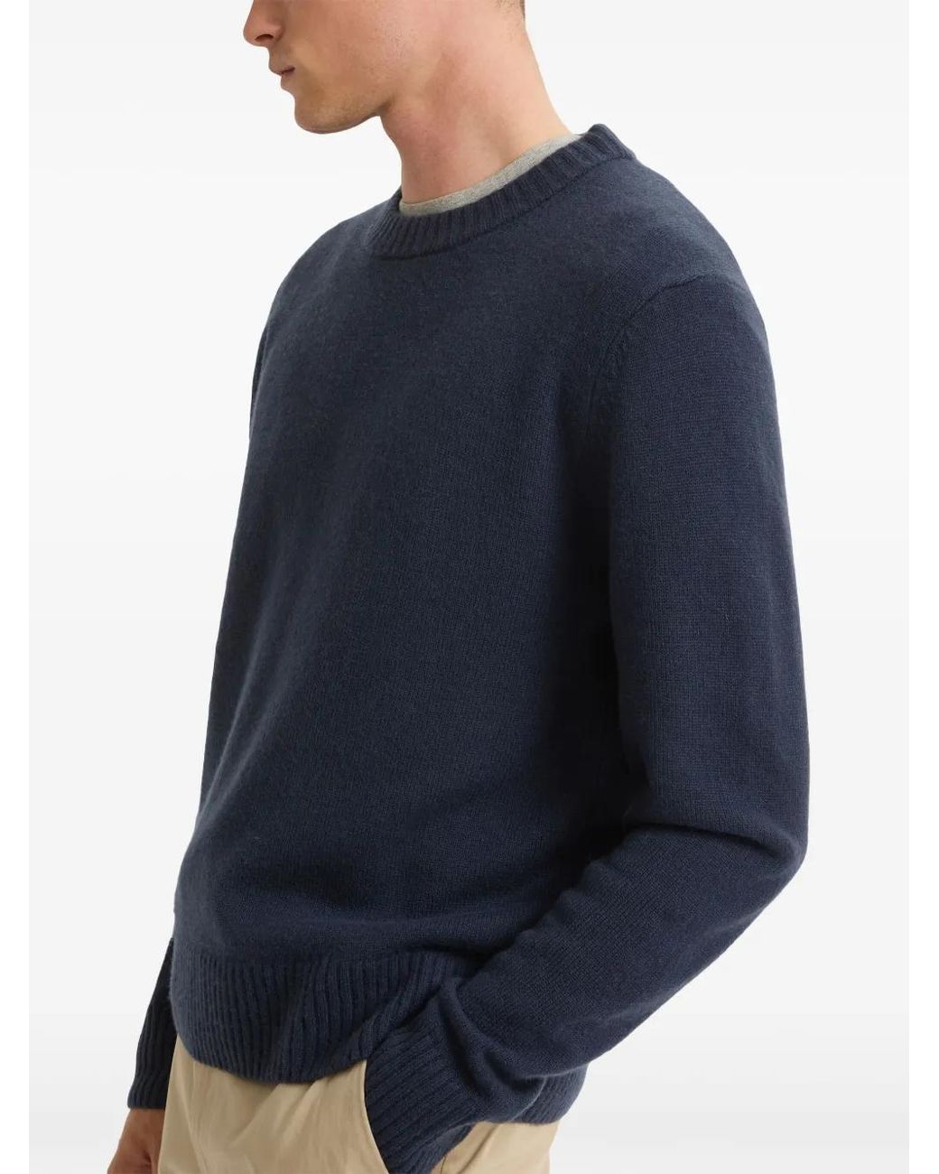 Yves Salomon Blue Crew Neck Knit Jumper for men