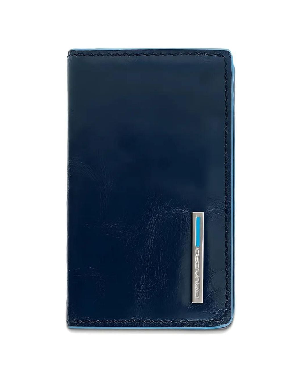 Piquadro Blue Logo-Plaque Leather Business Card Holder for men