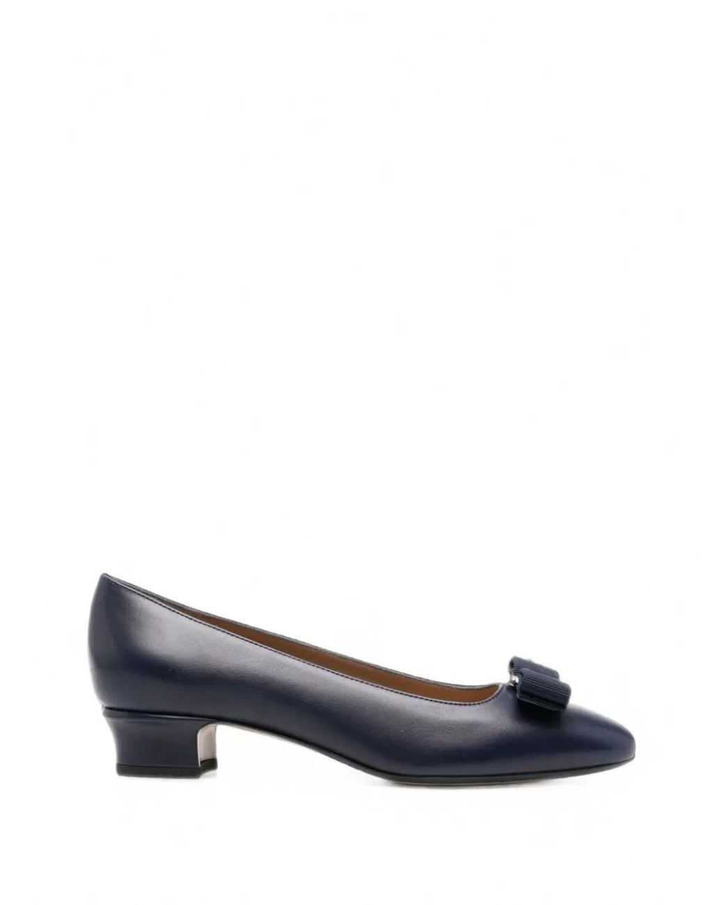 Ferragamo Blue Bow-Detail Leather Pumps