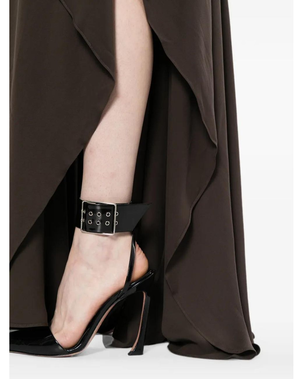 Tom Ford Brown Gathered Maxi Silk Dress