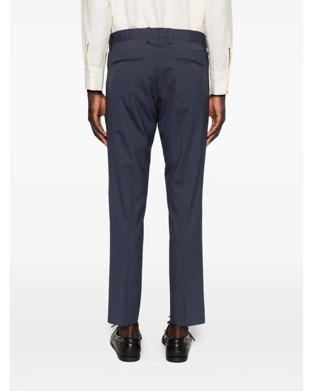 Entre Amis Blue Senna Belt-Loops Trousers for men