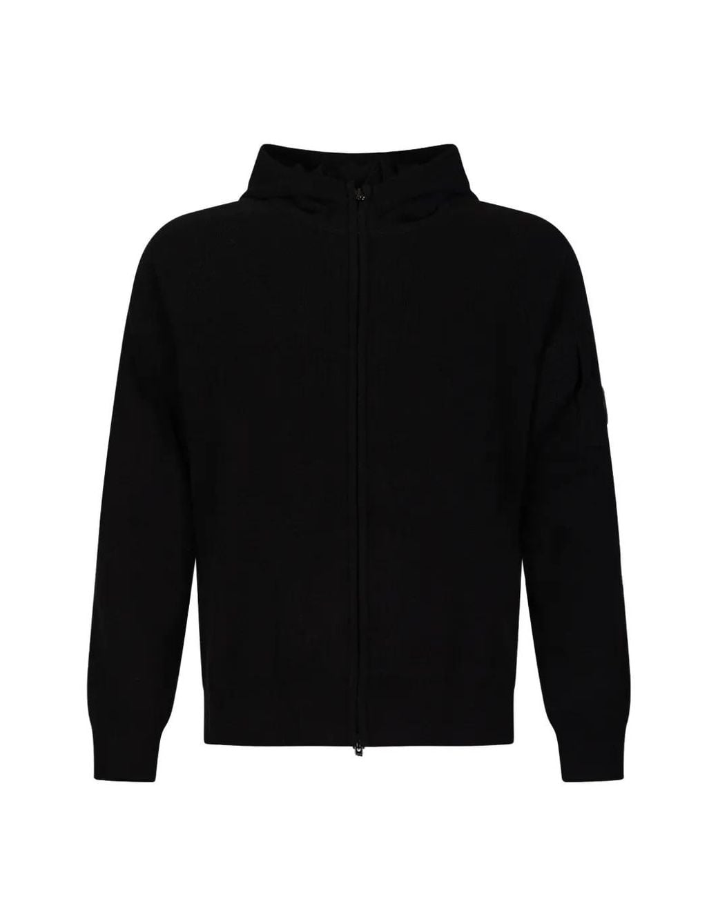 C P Company Black Lens-Detail Zip-Up Sweatshirt for men