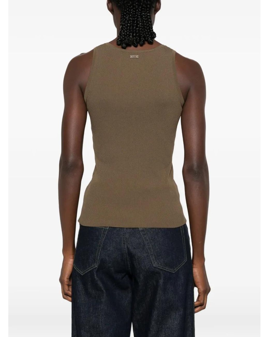 Max Mara Green Editta Ribbed-Knit Tank Top