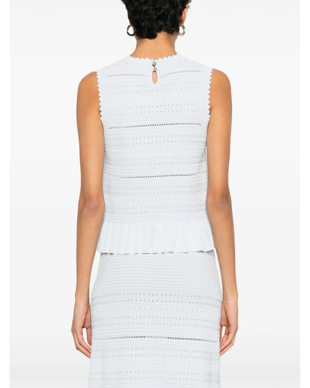 Maje White Ruffled Knit Top