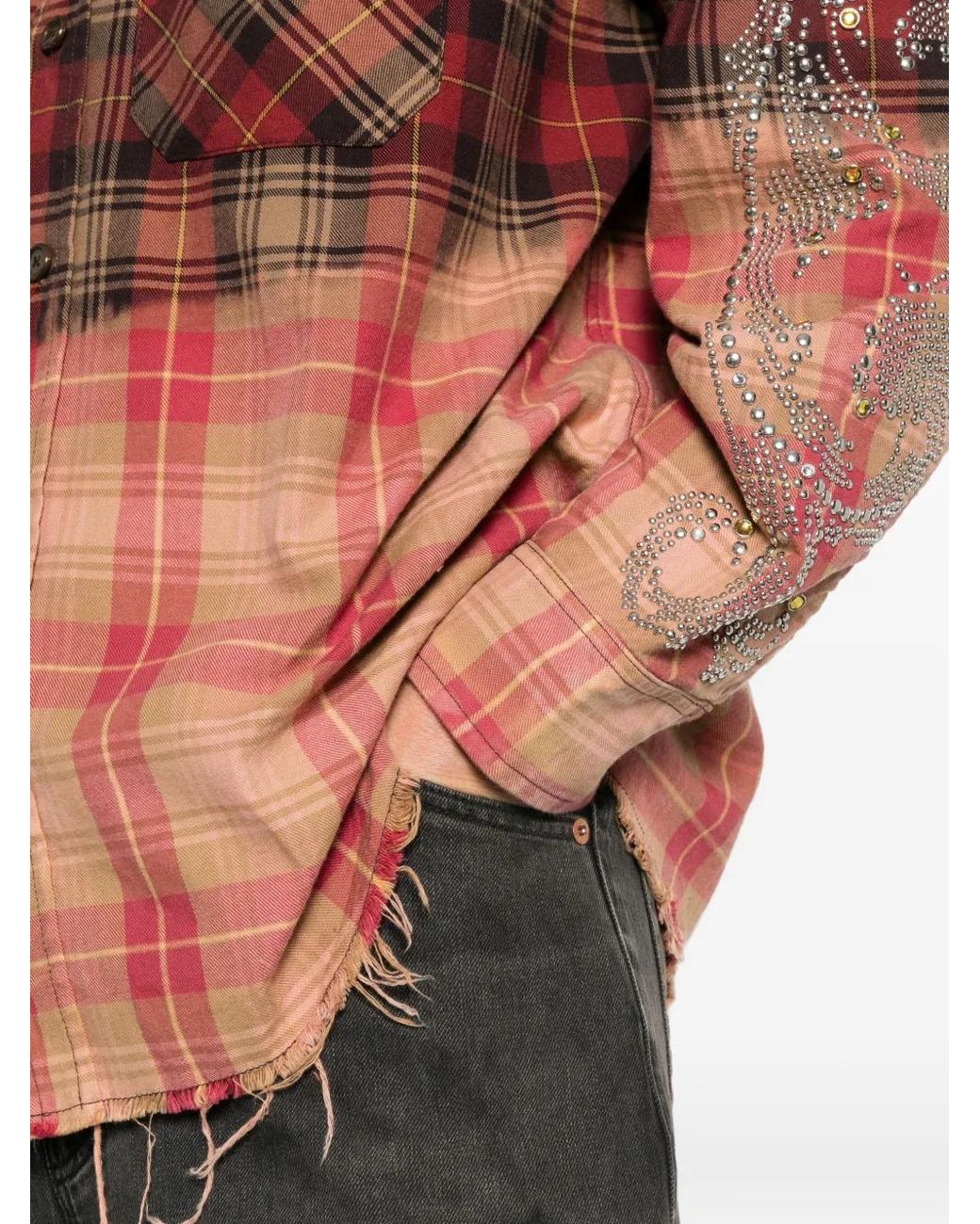 ERCOLE STUDIO Red Stud-Embellished Dip-Dye Shirt for men