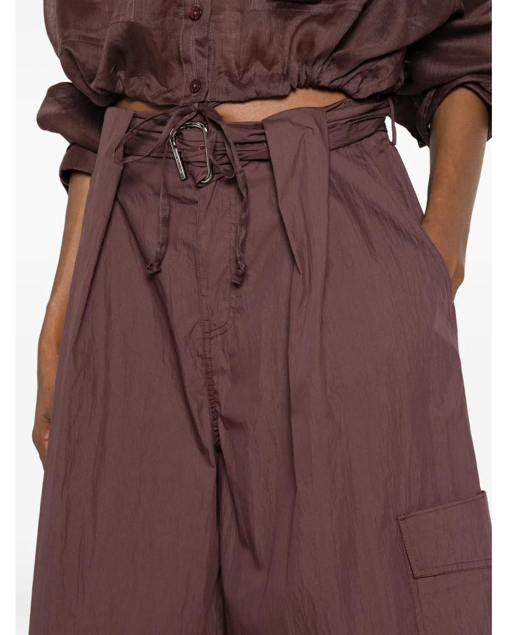 Isabelle Blanche Purple Belted Cargo Shorts