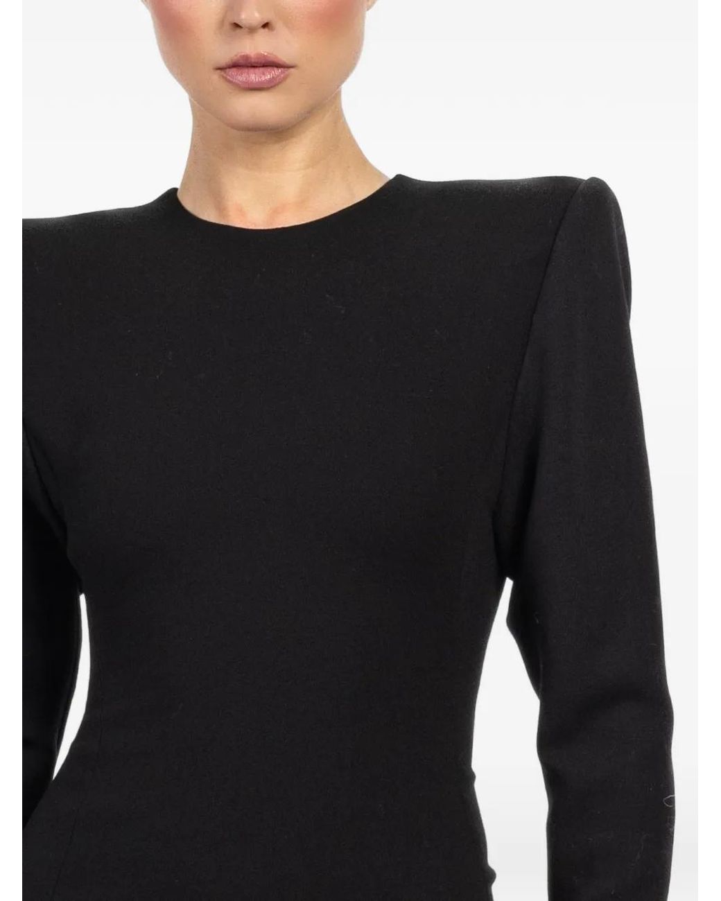 Wardrobe NYC Black Shoulder-Pad Maxi Dress