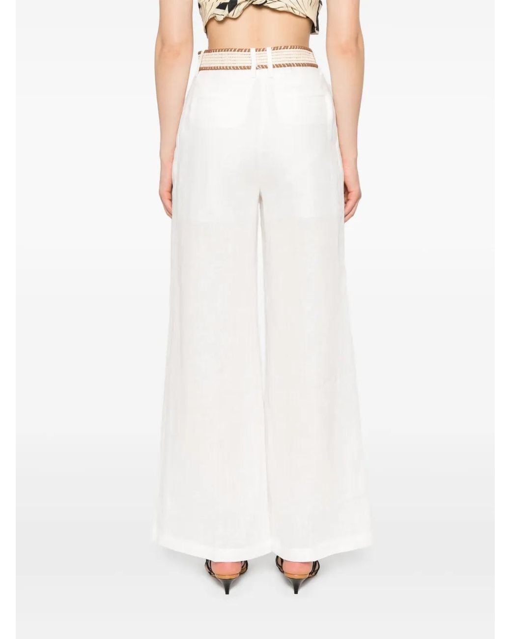 Zimmermann White Golden Tuck Palazzo Pants