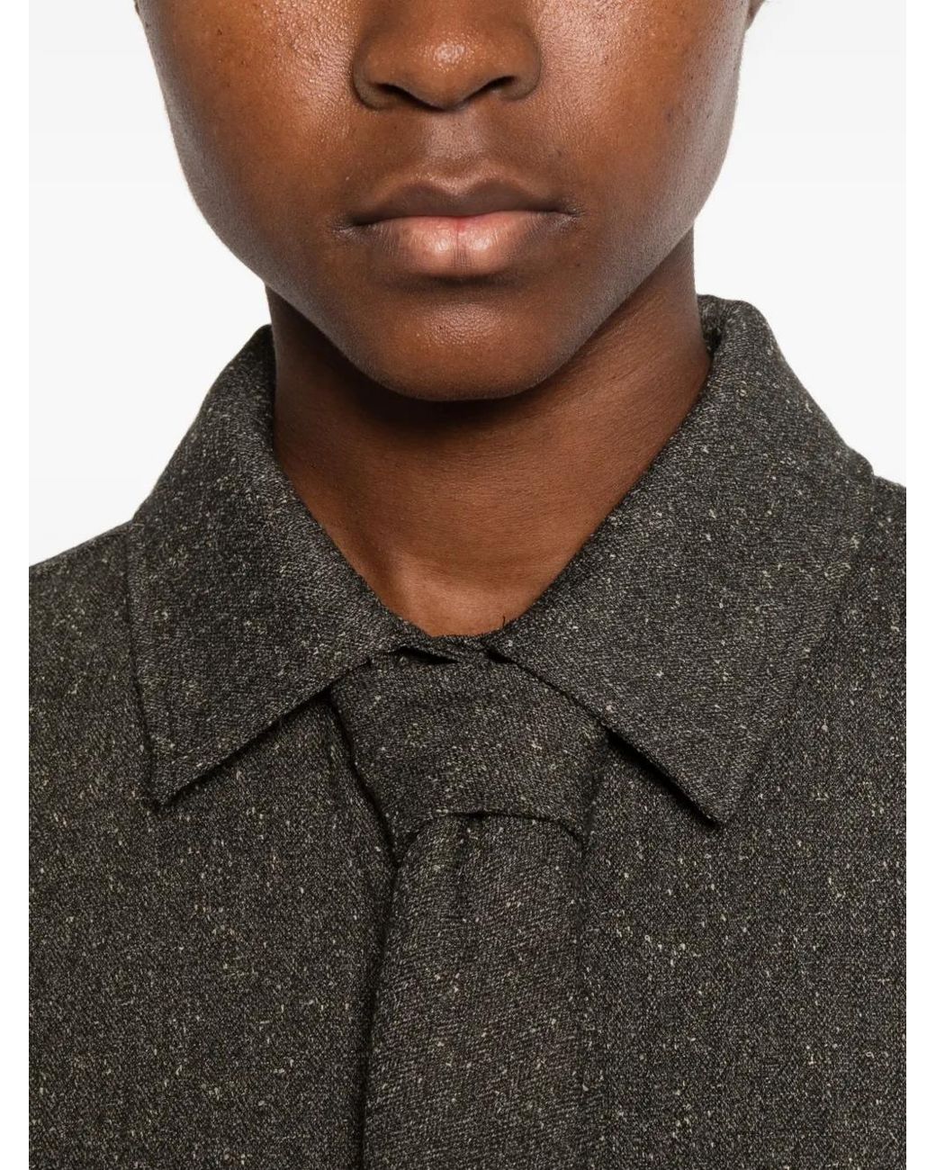 Manuel Ritz Gray Mélange-Effect Tie-Detail Shirt