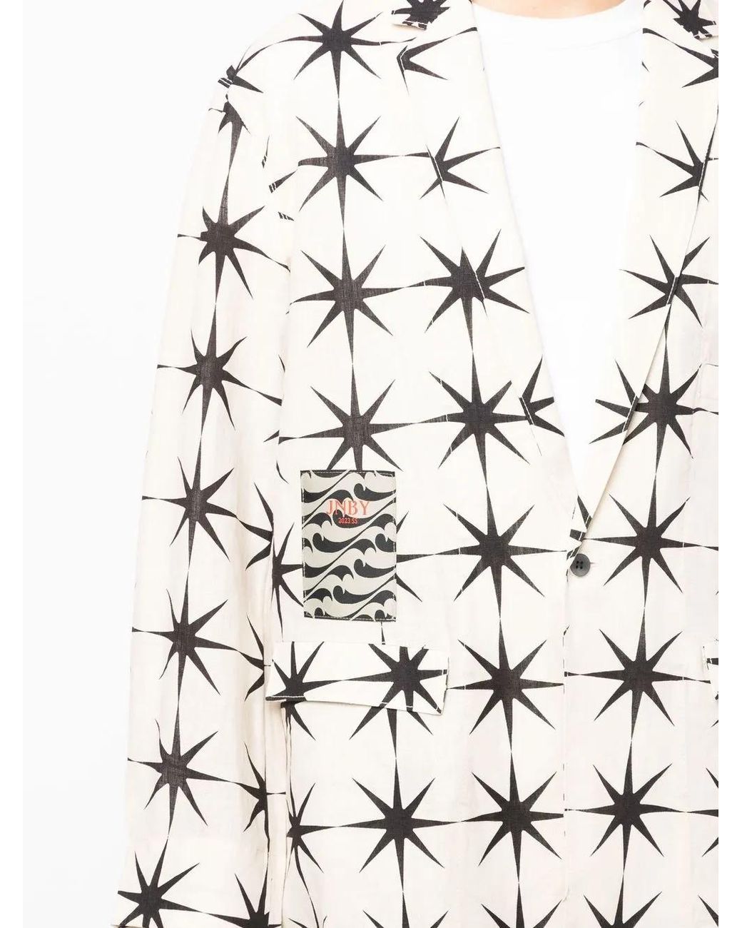 JNBY White Printed Linen Blazer