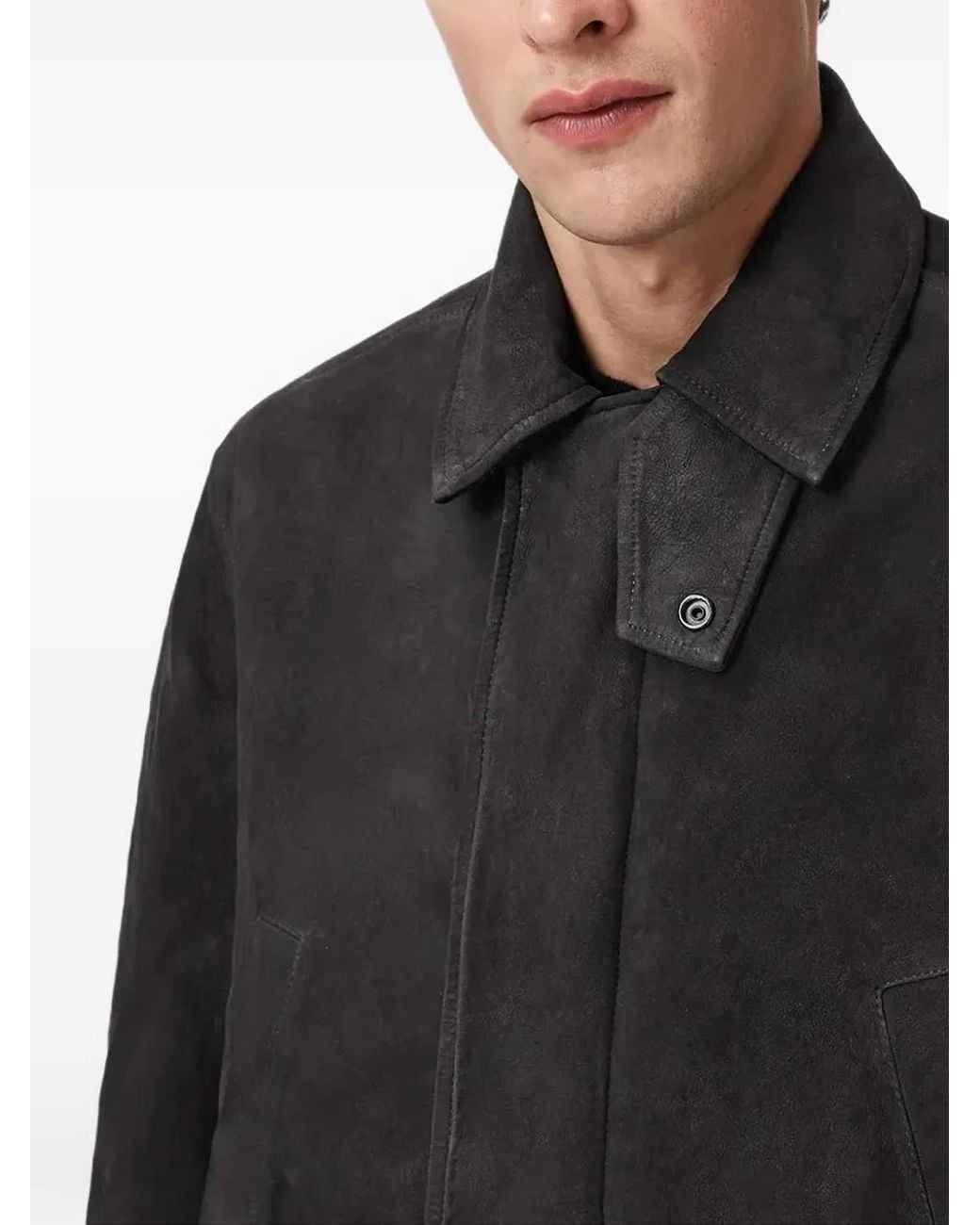 AllSaints Black Bolton Waxed Suede Coat for men