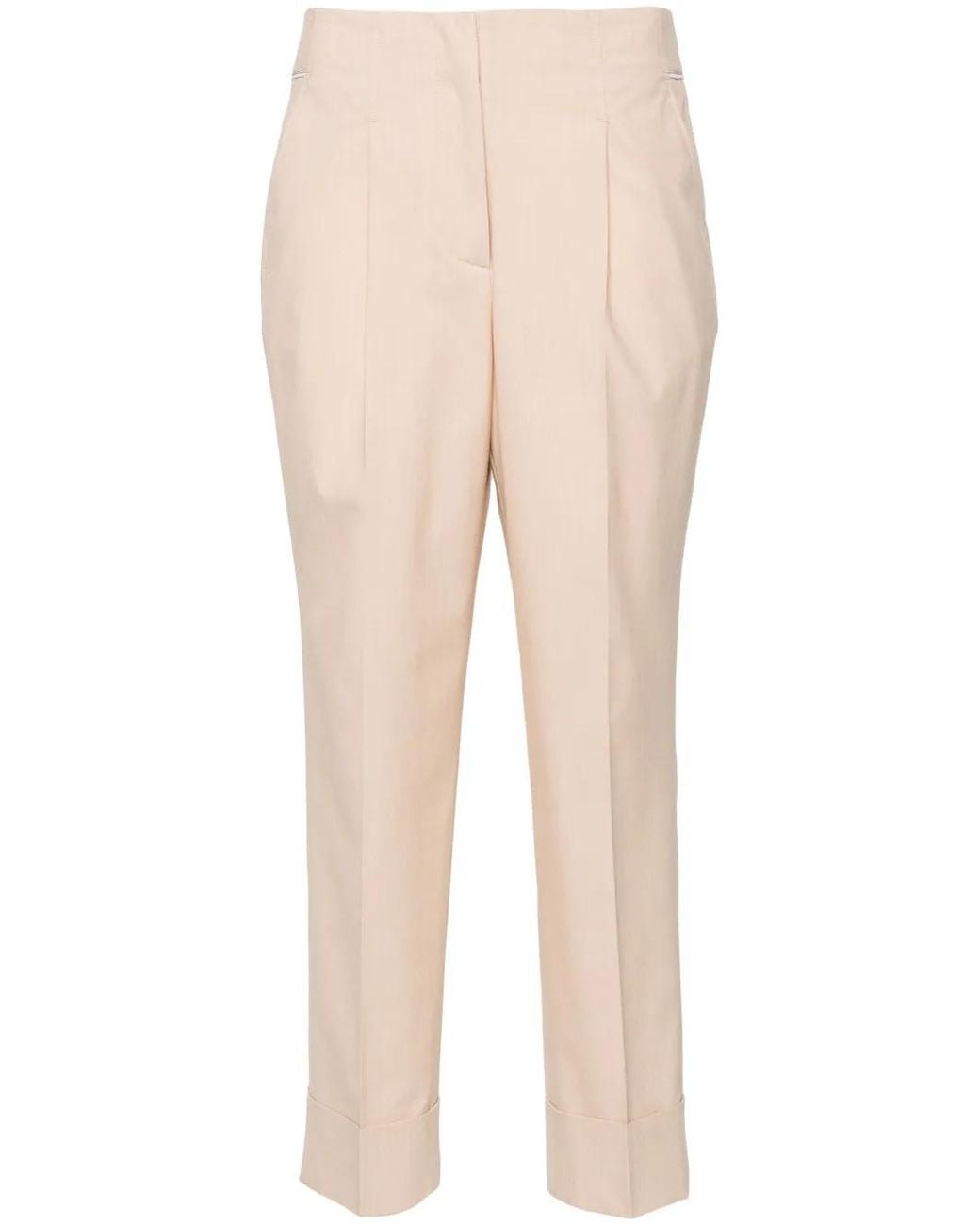 Peserico Natural Chain-Detail Tapered-Leg Trousers