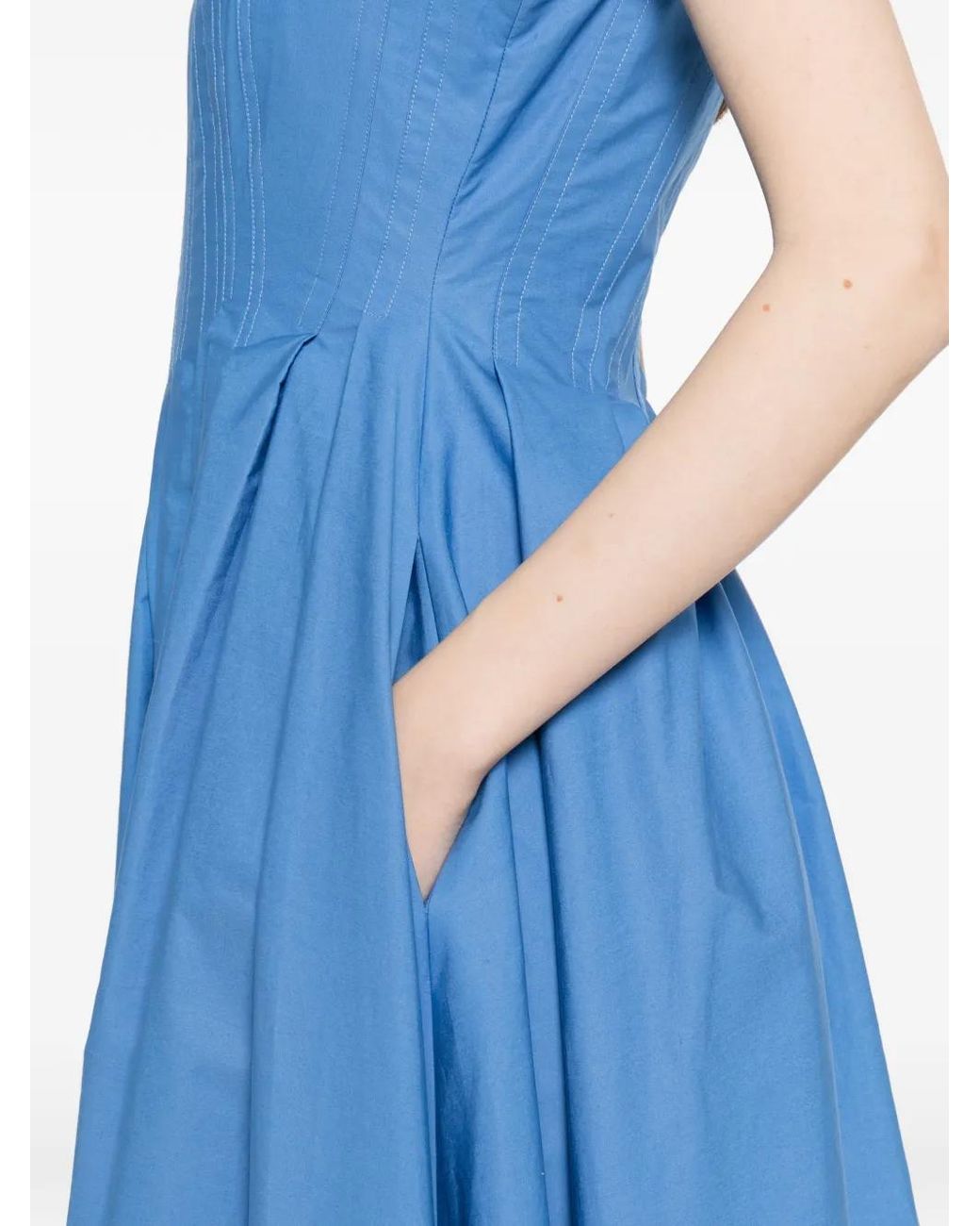 Sportmax Blue Cotton Long Dress