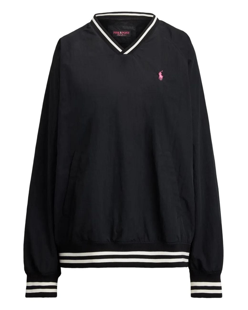Polo Ralph Lauren Black Poney V-Neck Striped Knitwear