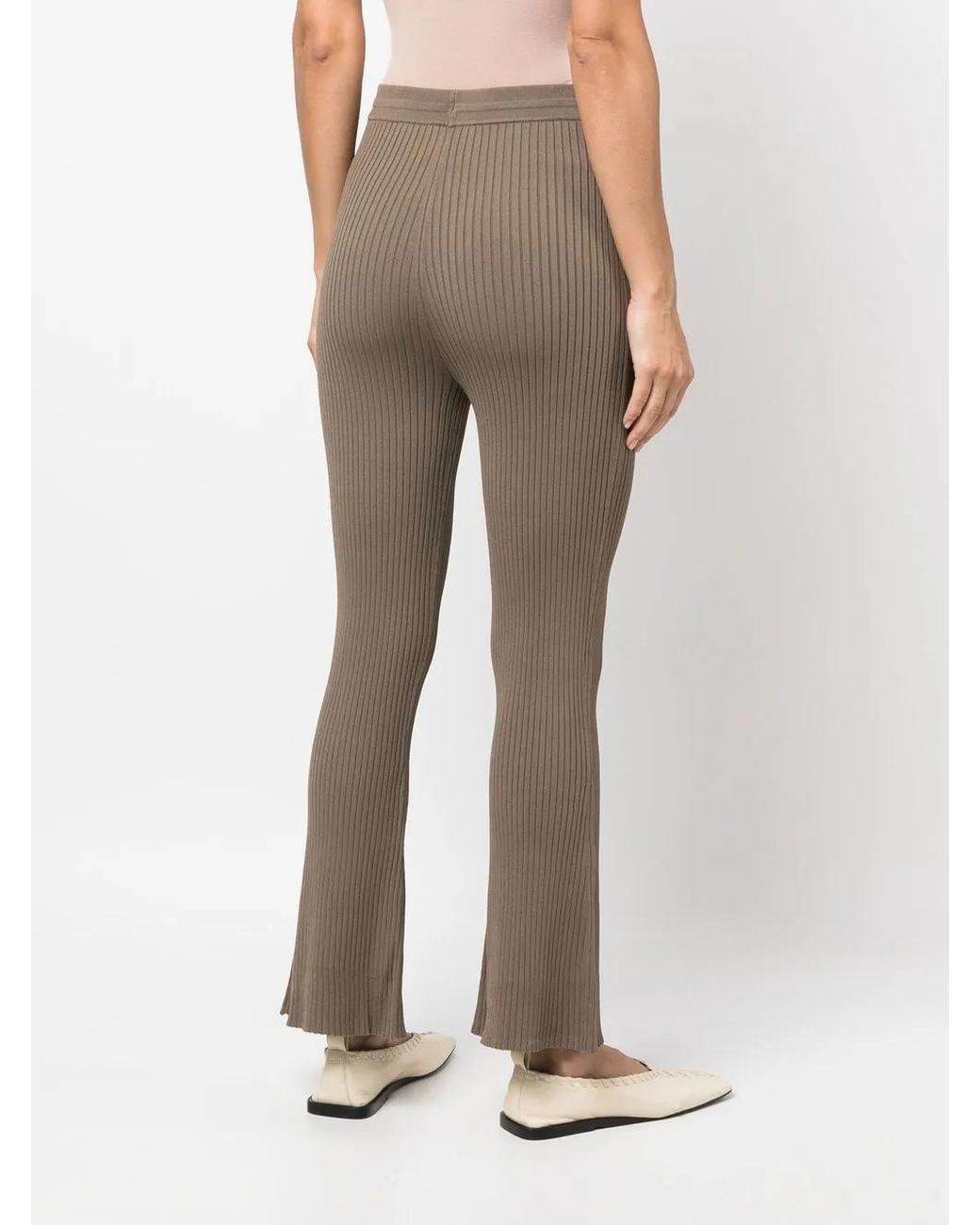 Nanushka Gray Ribbed Knitted Cropped Trousers
