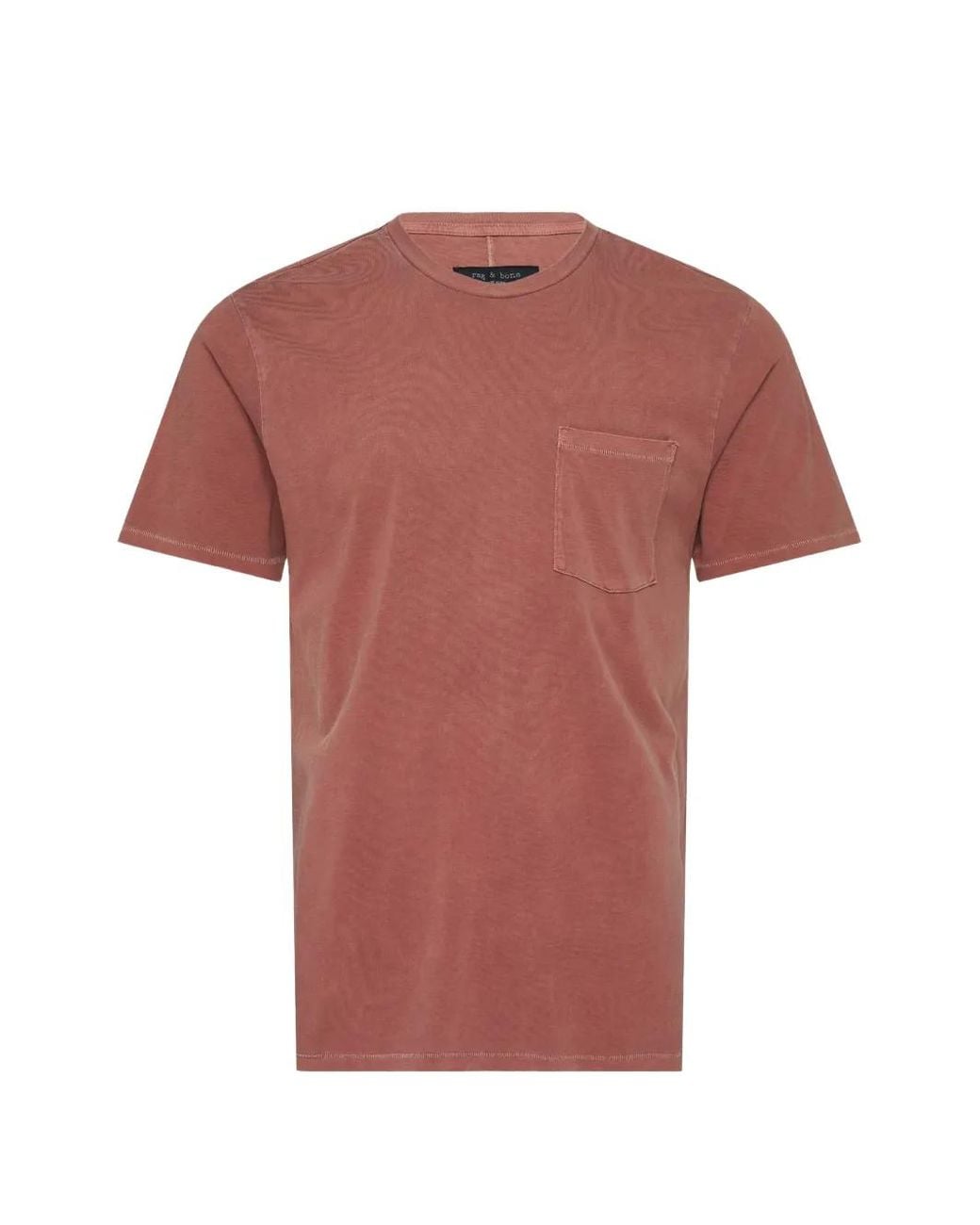 Rag & Bone Red T-Shirt Teint Après Confection À Poche Poitrine for men