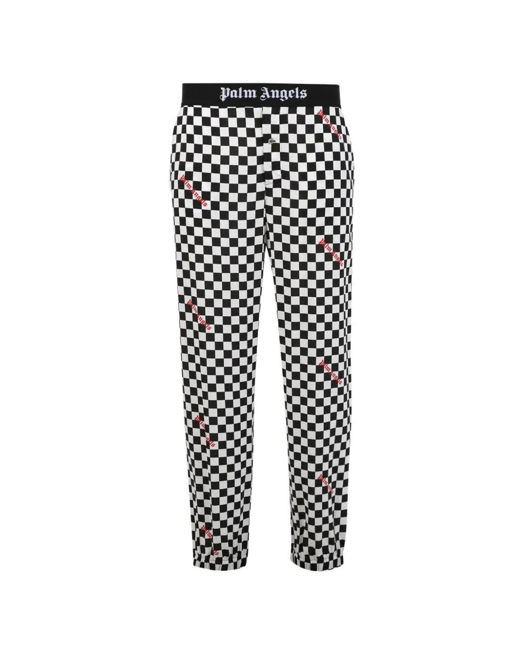 Palm Angels Gray Damier-Print Easy Trousers for men