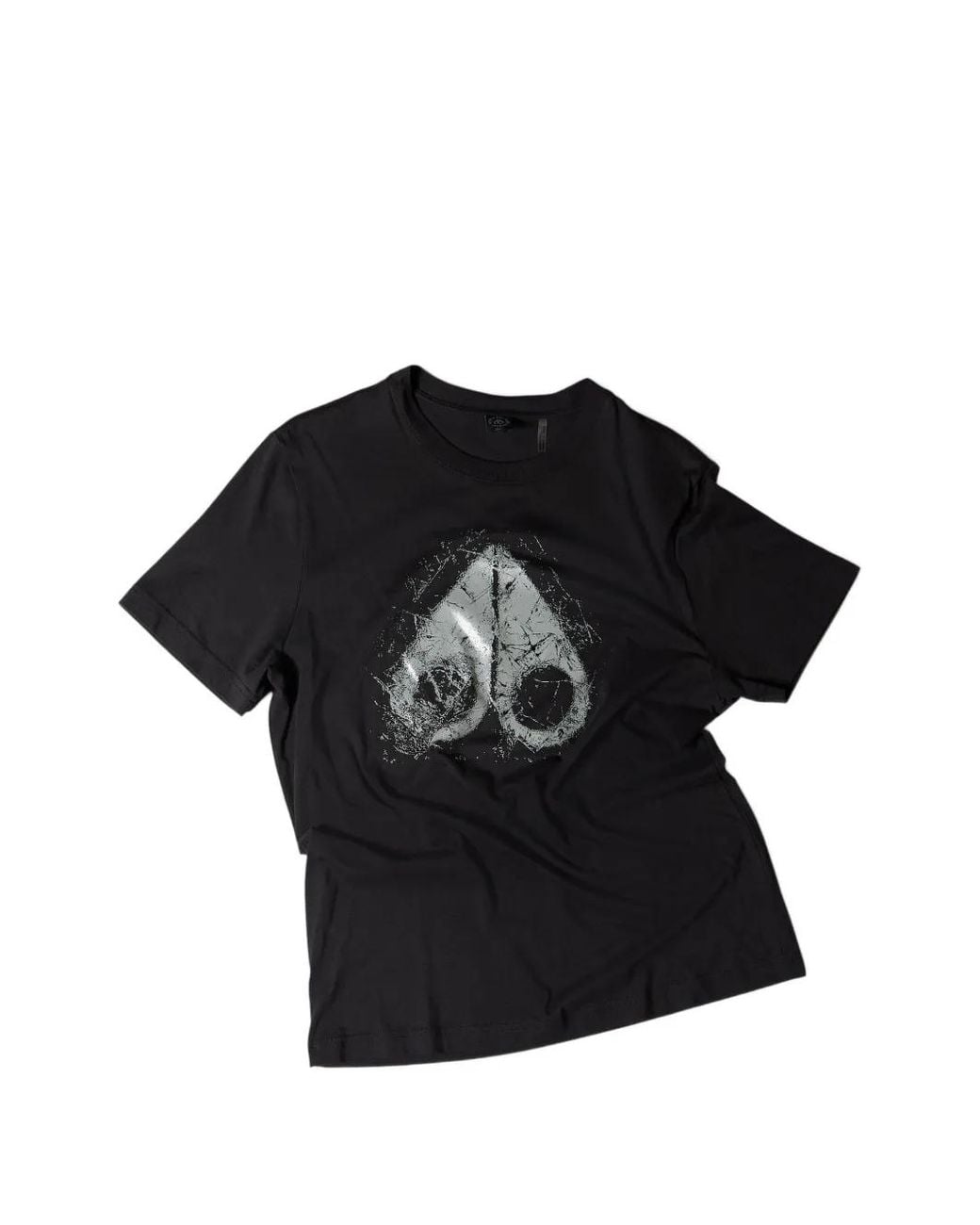 Moose Knuckles Black Soft Pima Cotton Slim Crewneck T-Shirt With Rib-Knit Collar & Logo Print for men