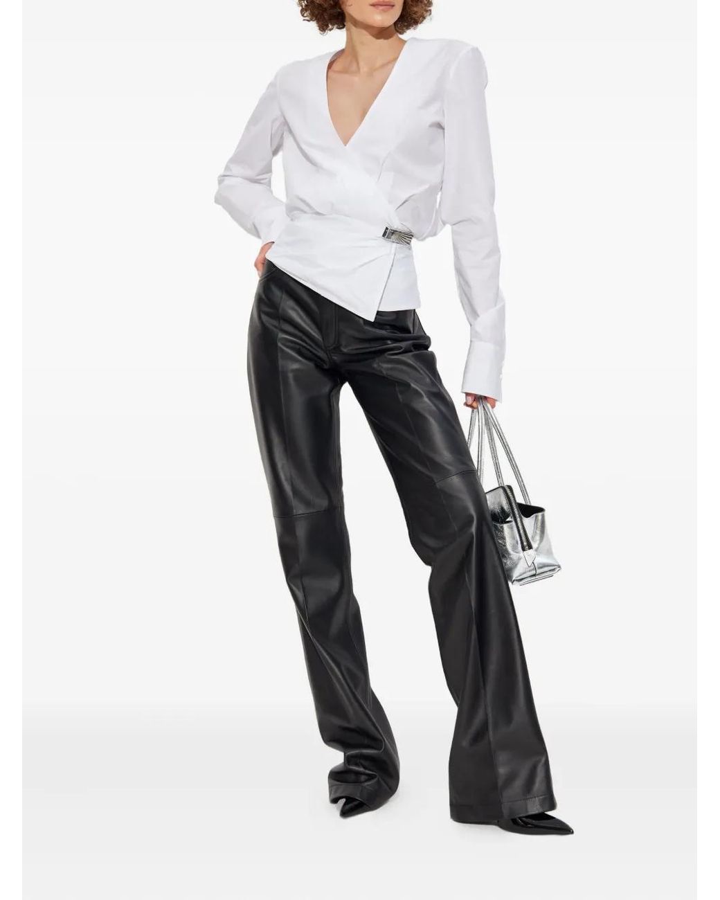 The Attico White Wrap-Design Blouse