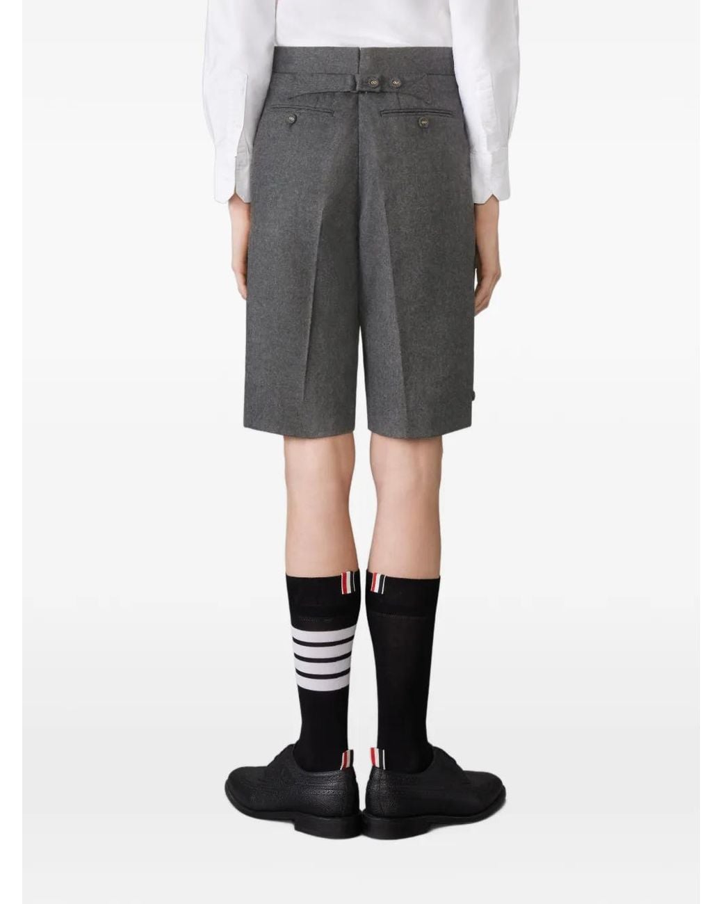 Thom Browne Gray Solid Wool Flannel Bermuda Shorts