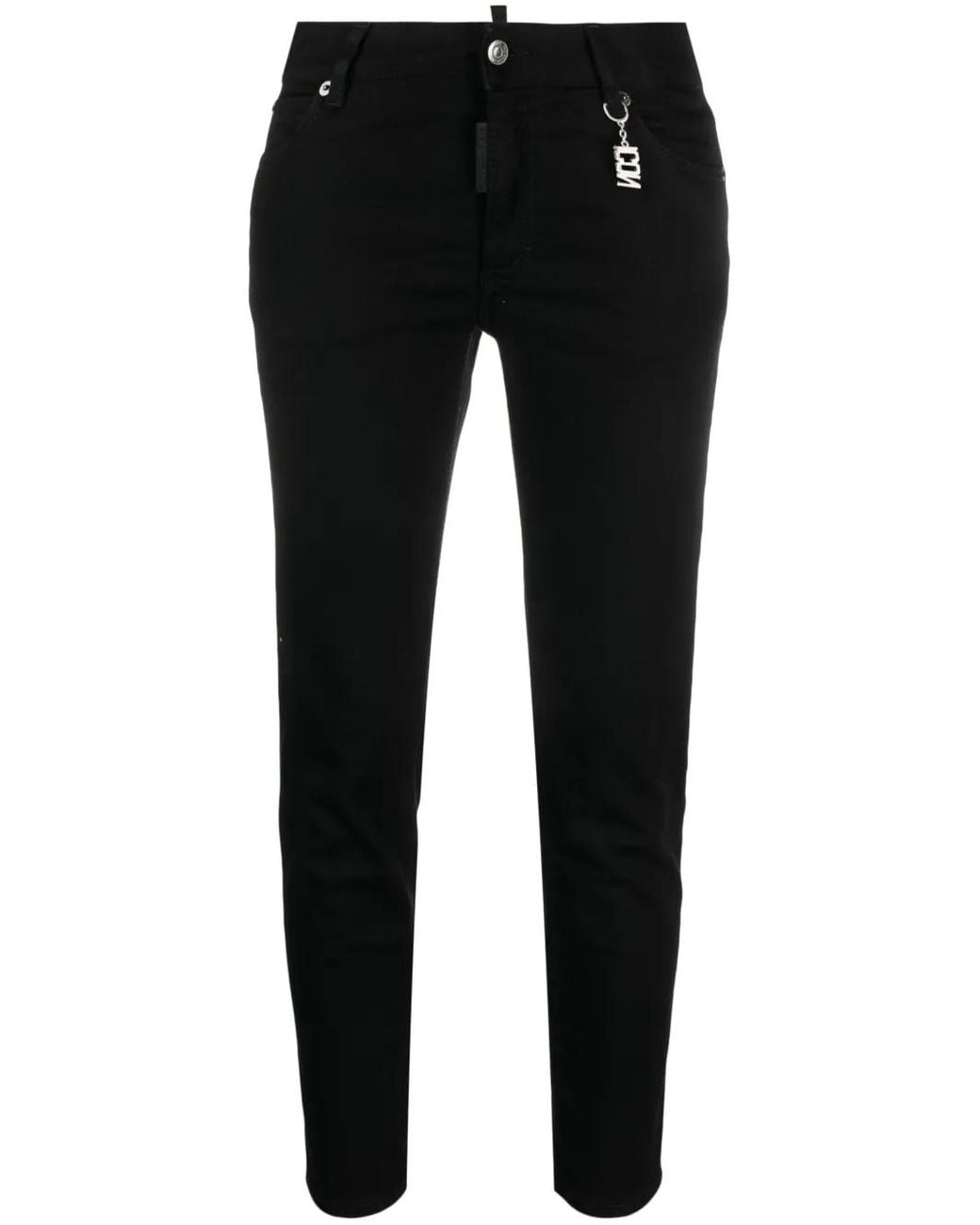 DSquared² Black Logo-Plaque Tapered Jeans