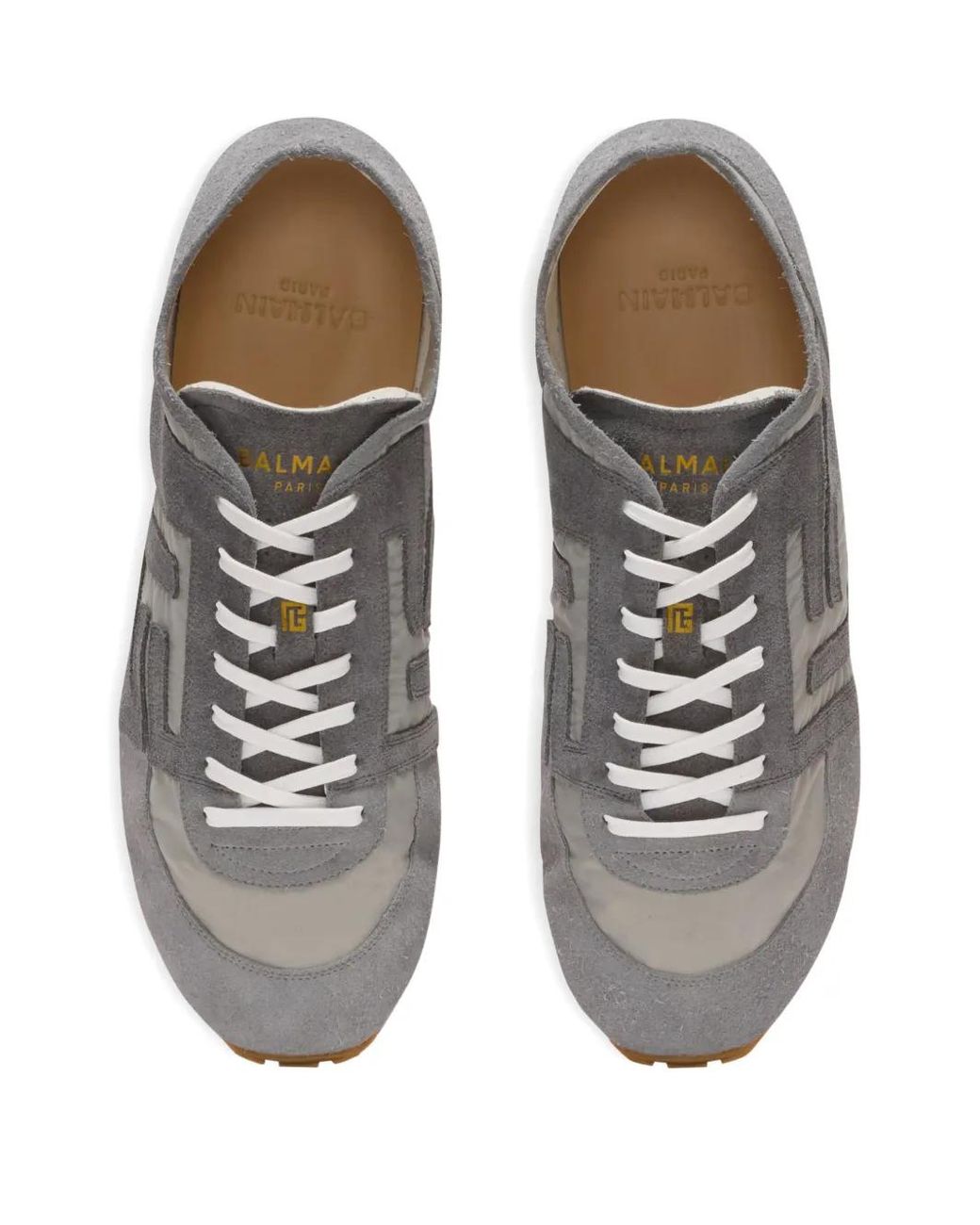 Balmain Gray Suede Racer 45 Sneakers for men